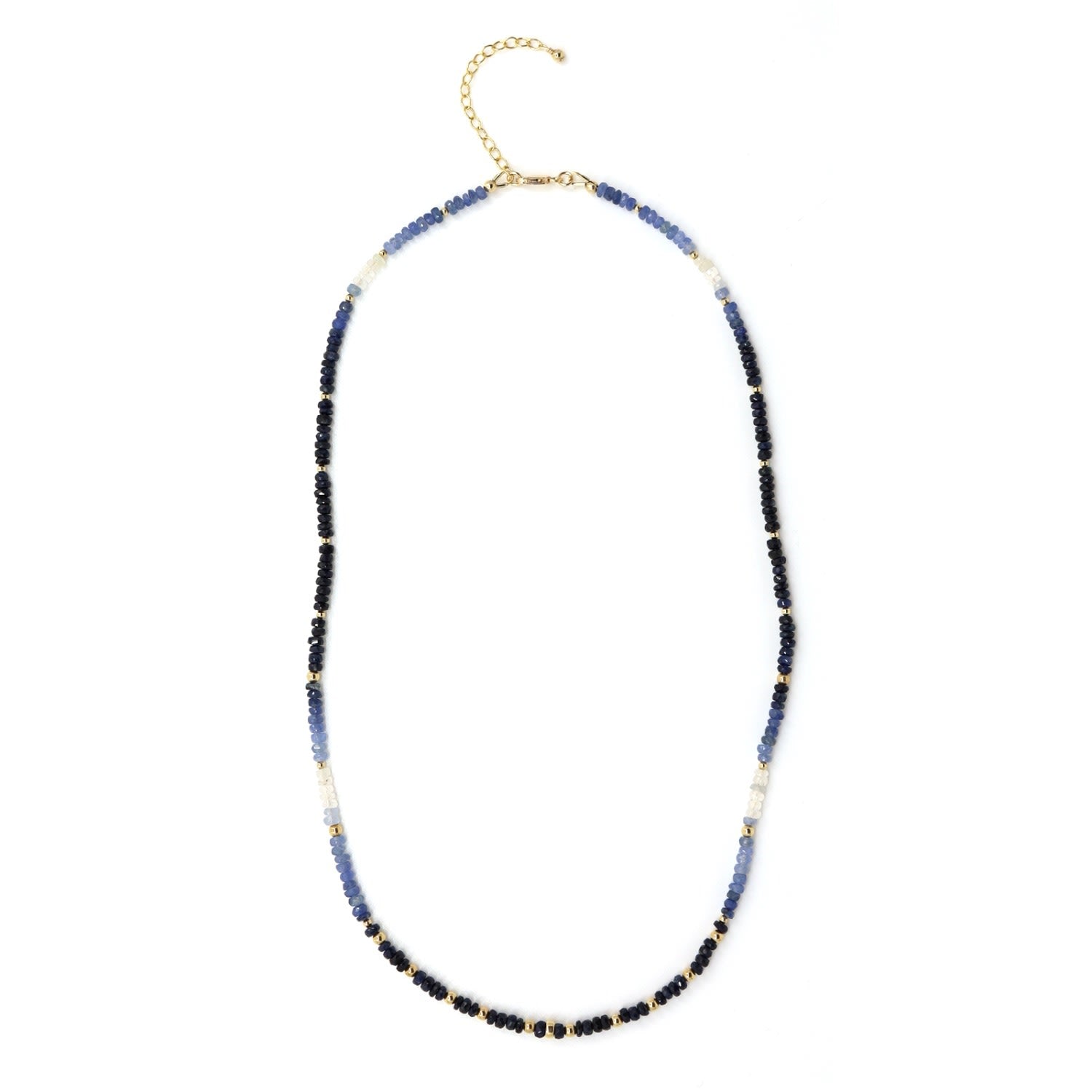 Dainty Blue Sapphire Ombre Beaded Necklace