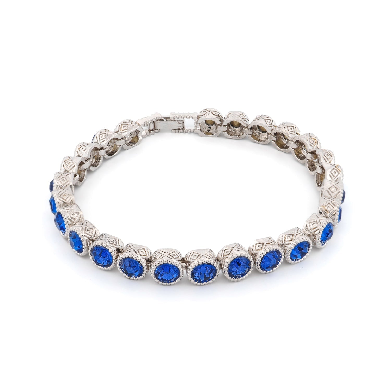 Blue Sapphire Tennis Mystic Silver Bracelet - Blue