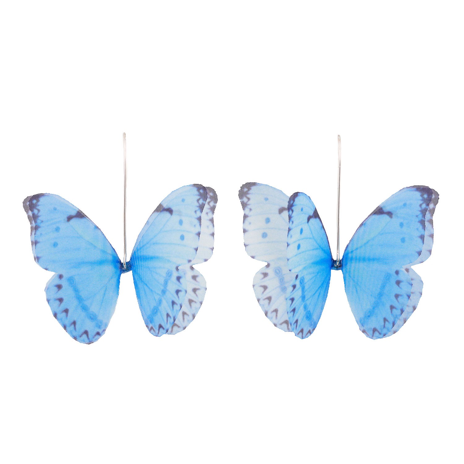 Blue Silk Butterfly Earrings Fairy Wings Goddess Jewelry Festival
