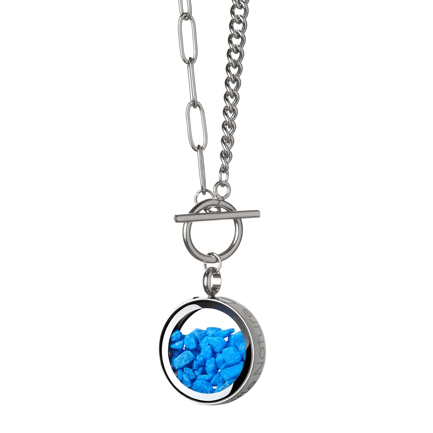 Handmade Blue Stones Toggle Necklace With Charm – Nature-Inspired Jewelry -Birthstone Necklace