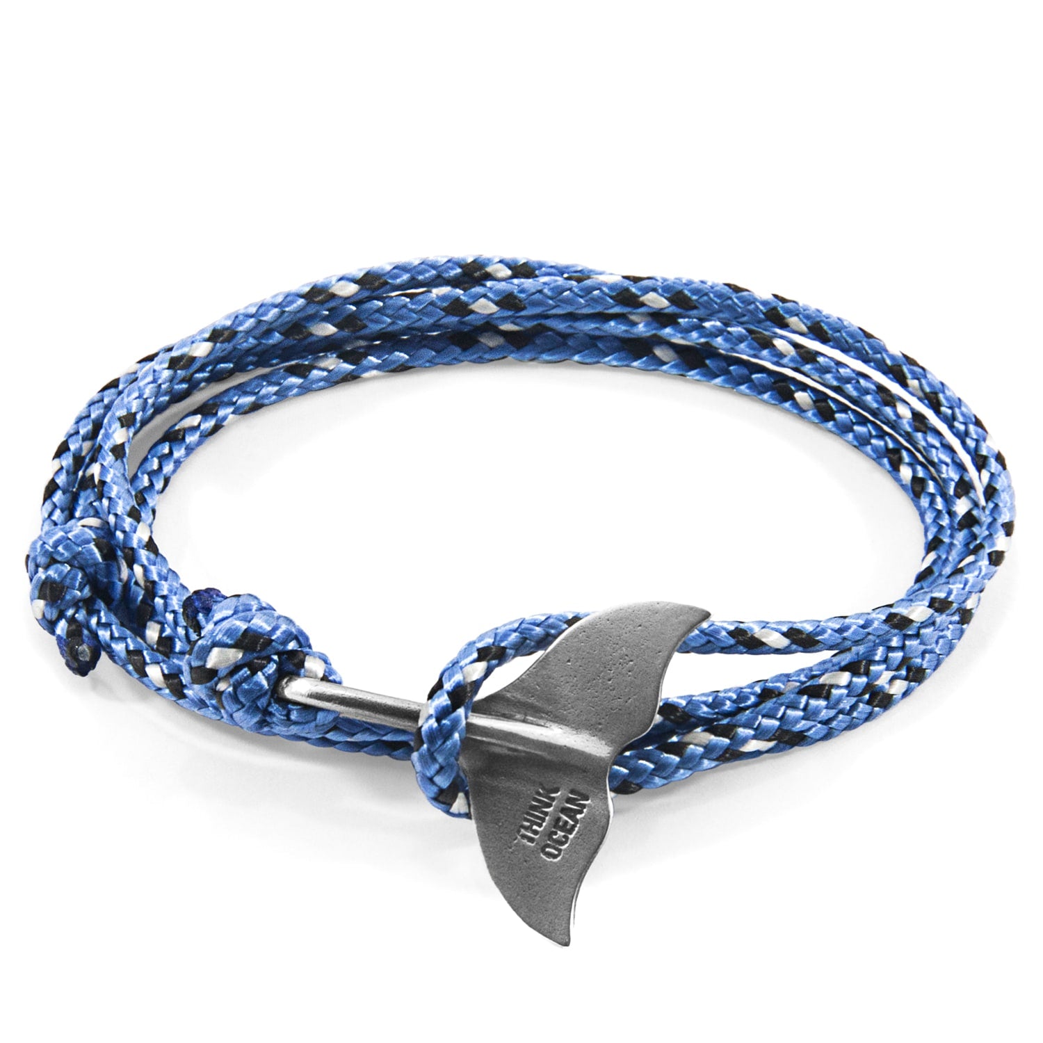 Blue Think Ocean Big Whale Silver & Rope Bracelet - Women