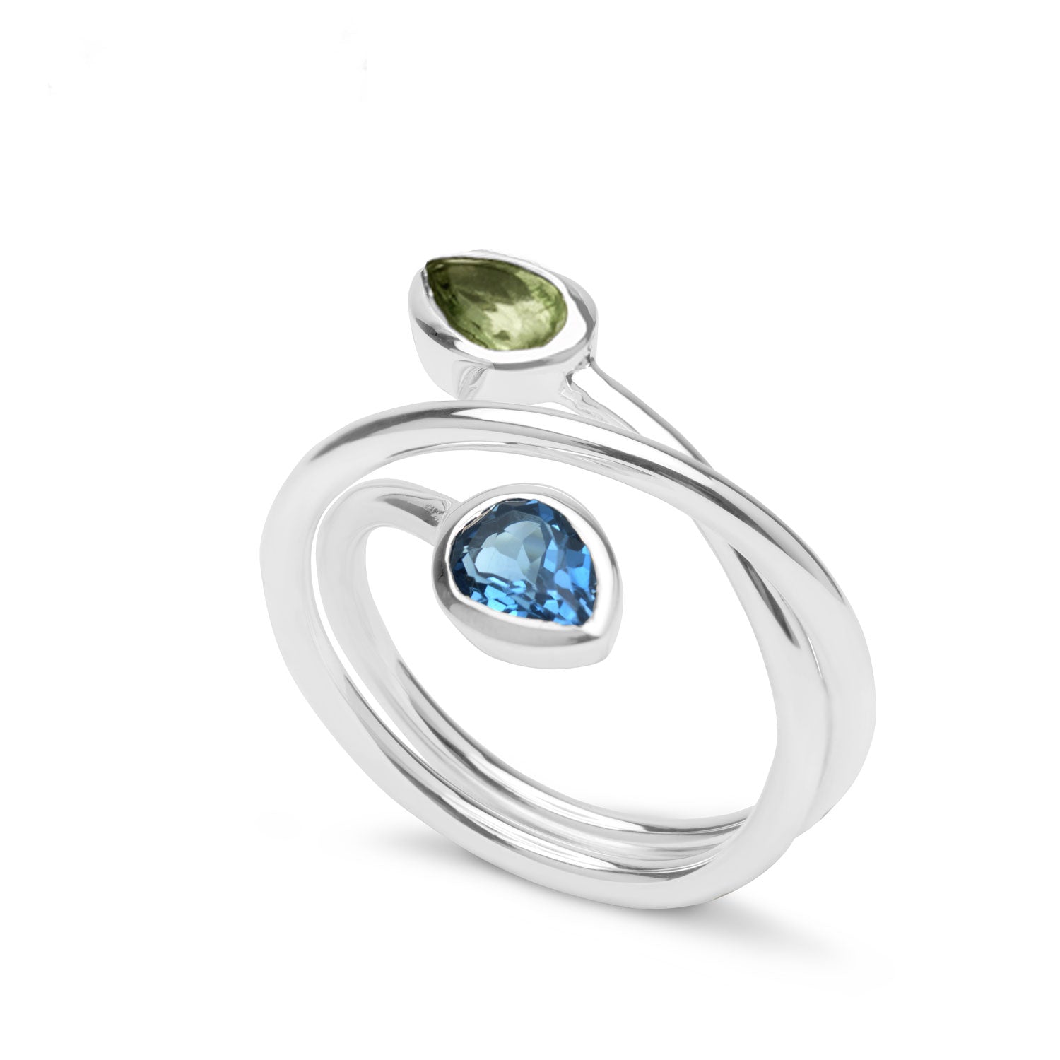 Blue Topaz And Green Tourmaline Infinity Ring