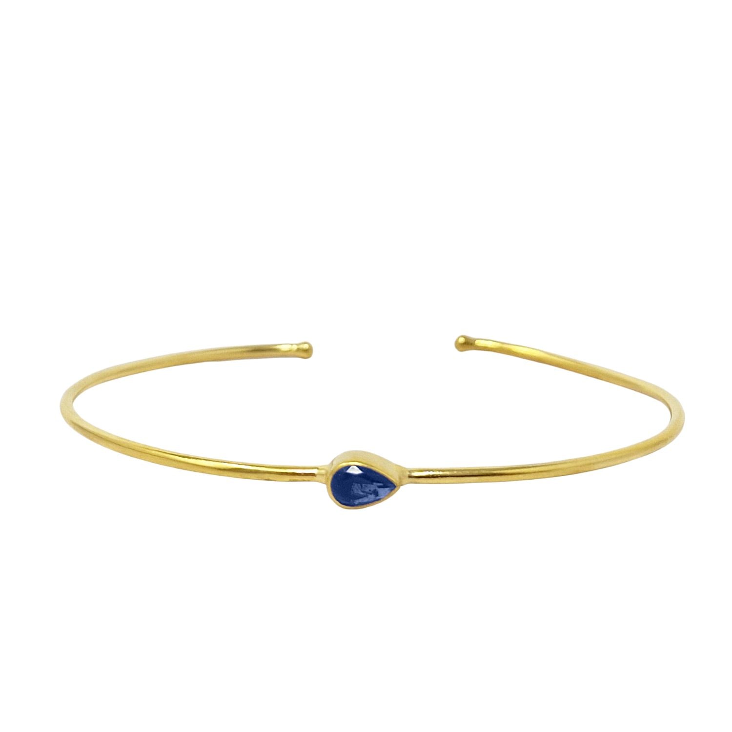 Blue Topaz December Birthstone Gold Plated Bangle