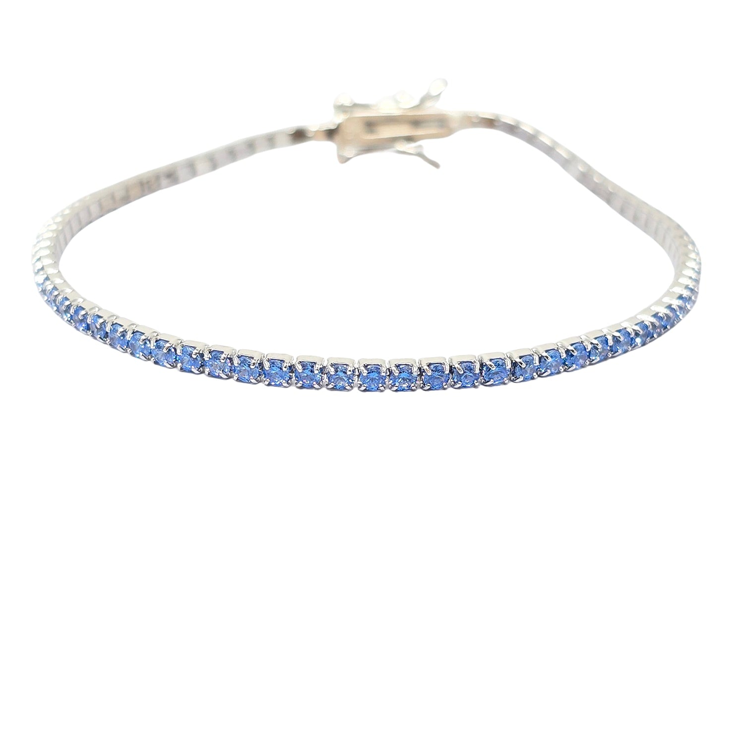 Blue Topaz Gemstone Silver Tennis Bracelet