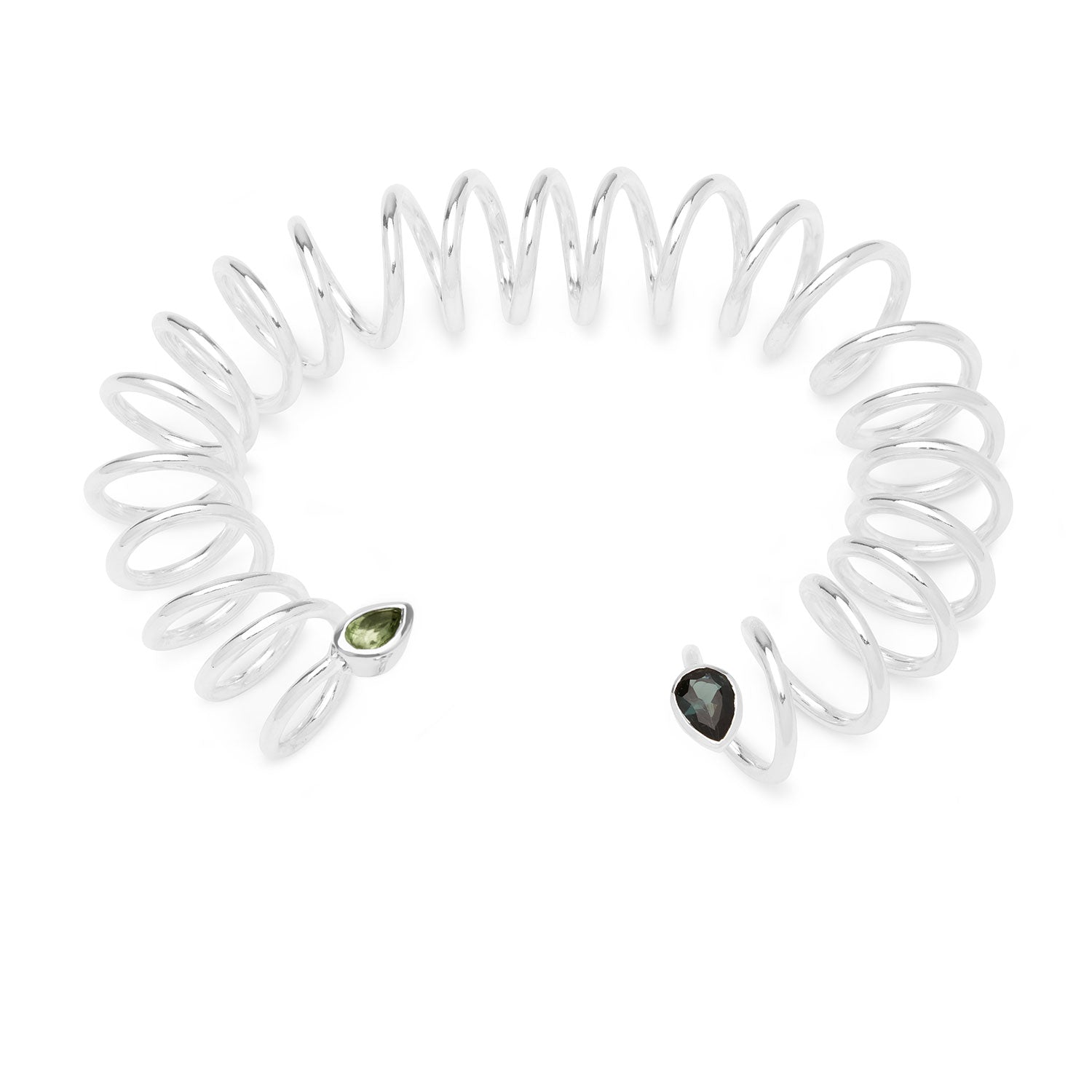 Blue Topaz & Green Tourmaline Curl Cuff