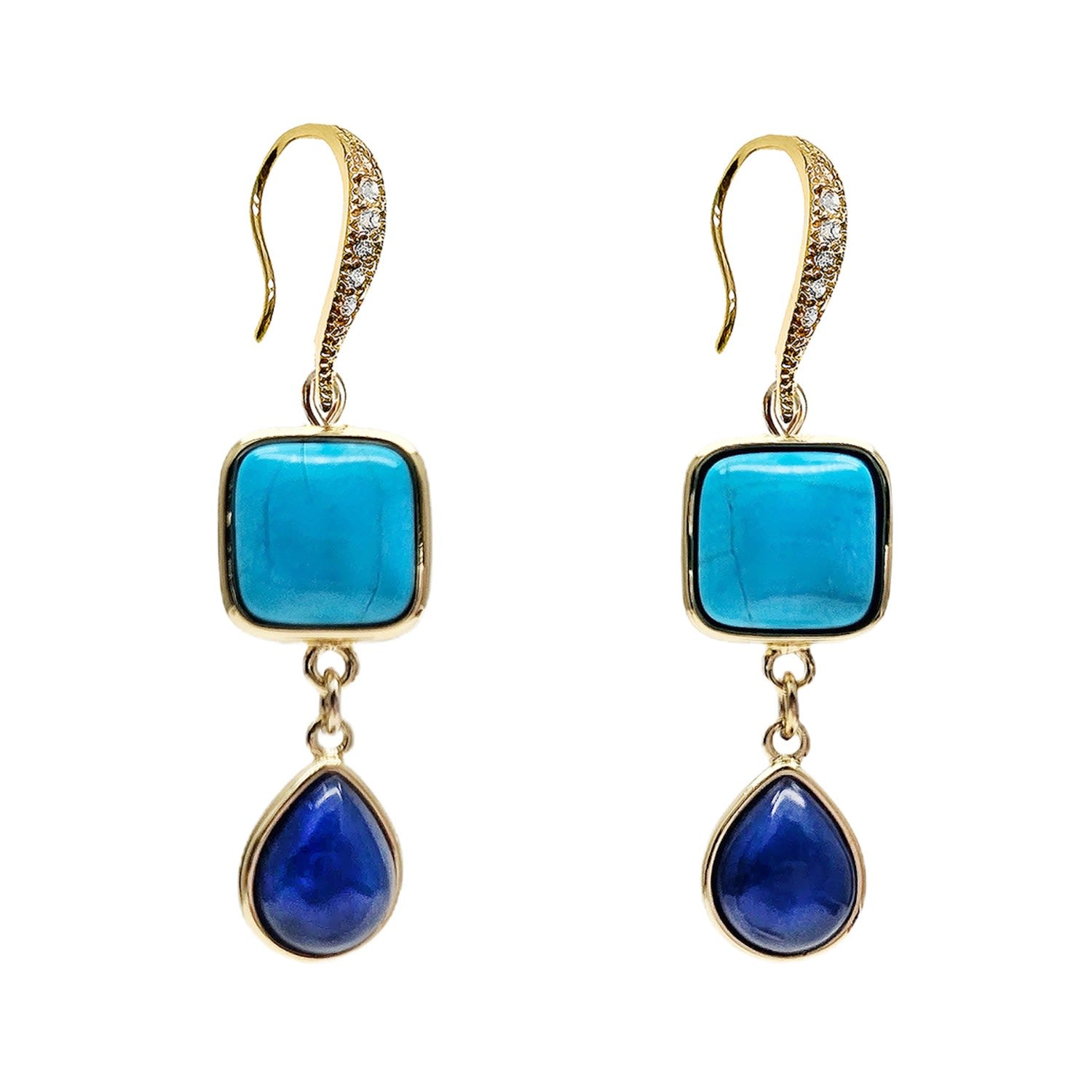 Blue Turquoise And Lapis Dangle Earrings