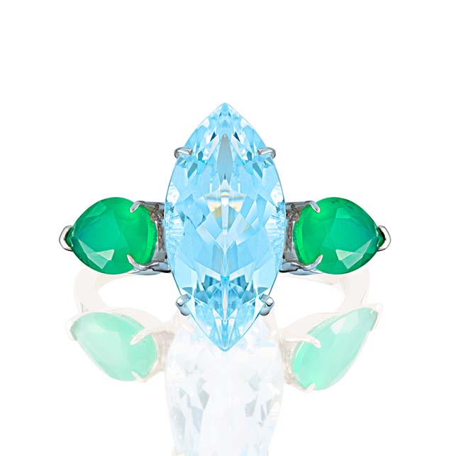 Blue Topaz & Agate Ring