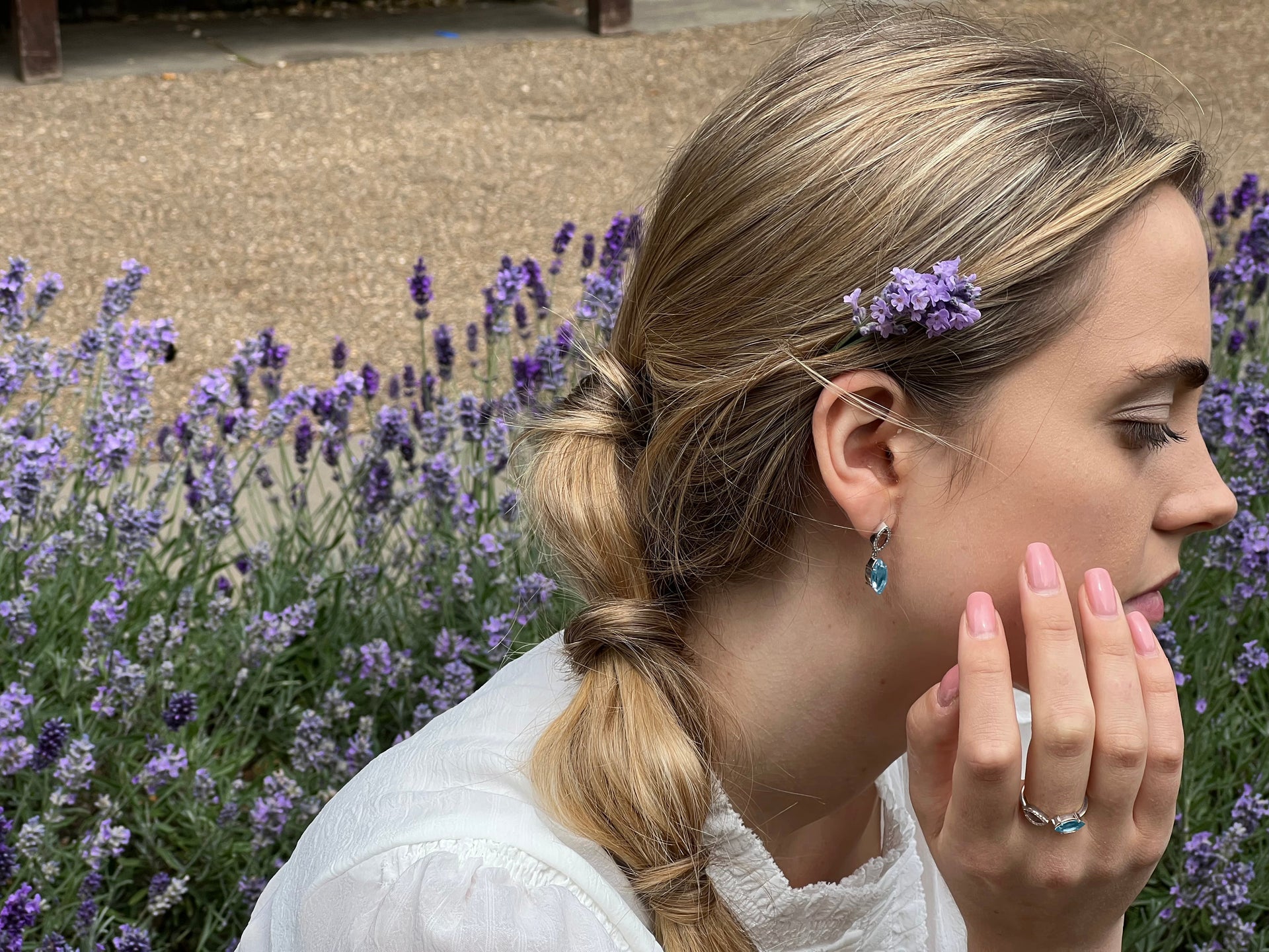 Blue Topaz & Diamond Earrings