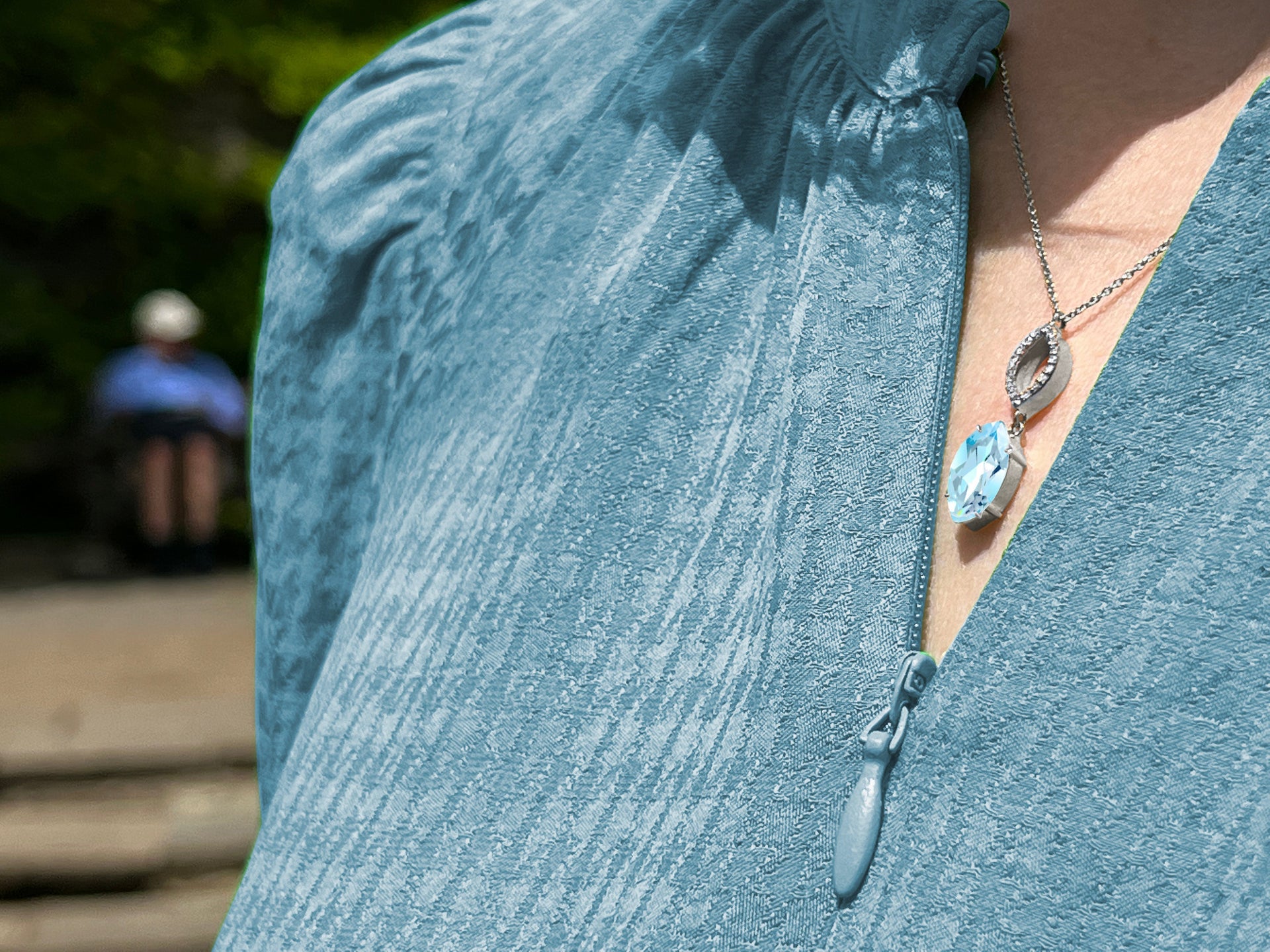 Blue Topaz & Diamond Necklace