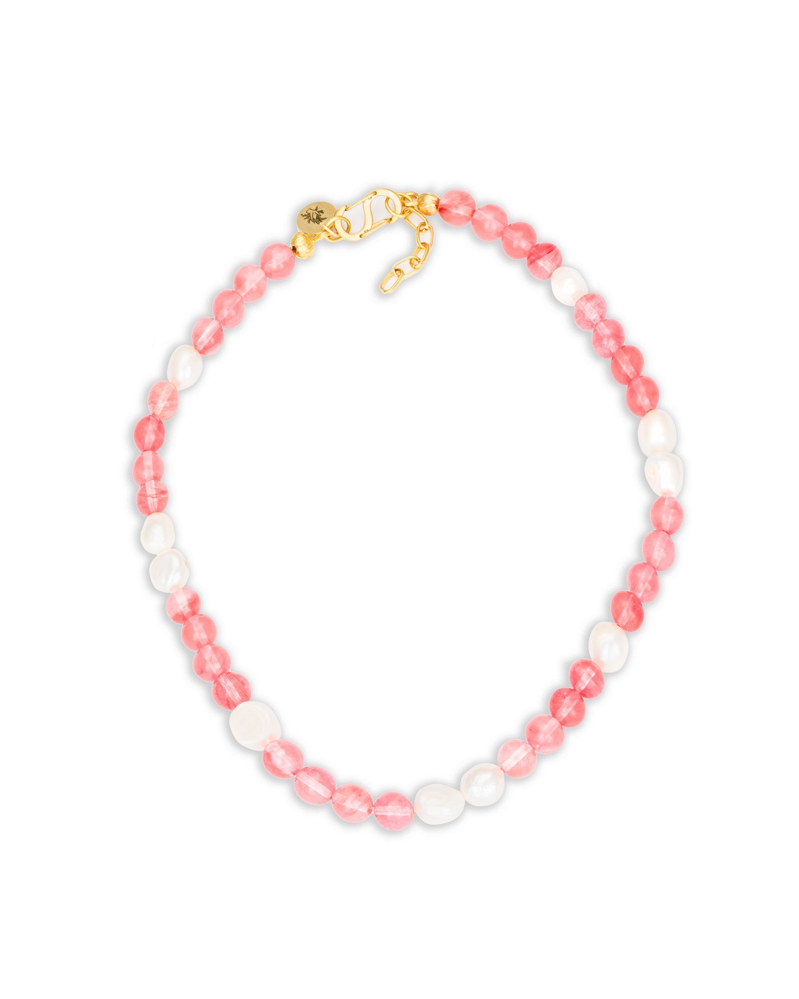 Blush Radiance Necklace With Strawberry Quartz & Pearls