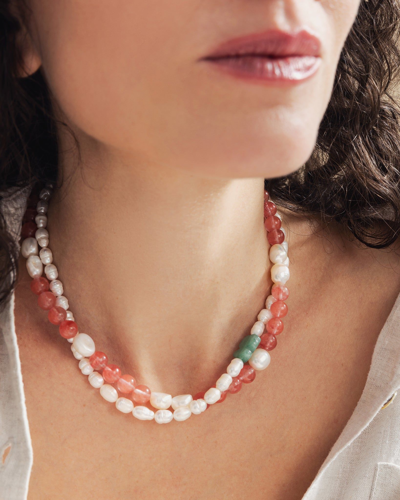 Whimsical Charm Necklace With Aventurine & Pearls