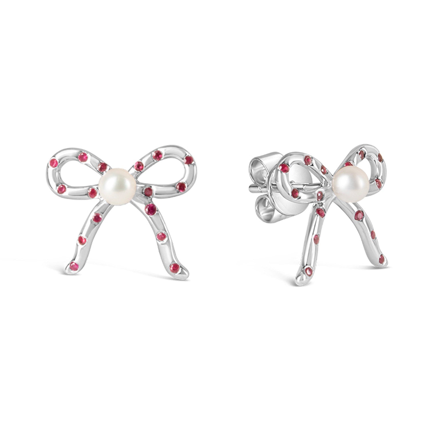Blushing Bow Earrings - Silver