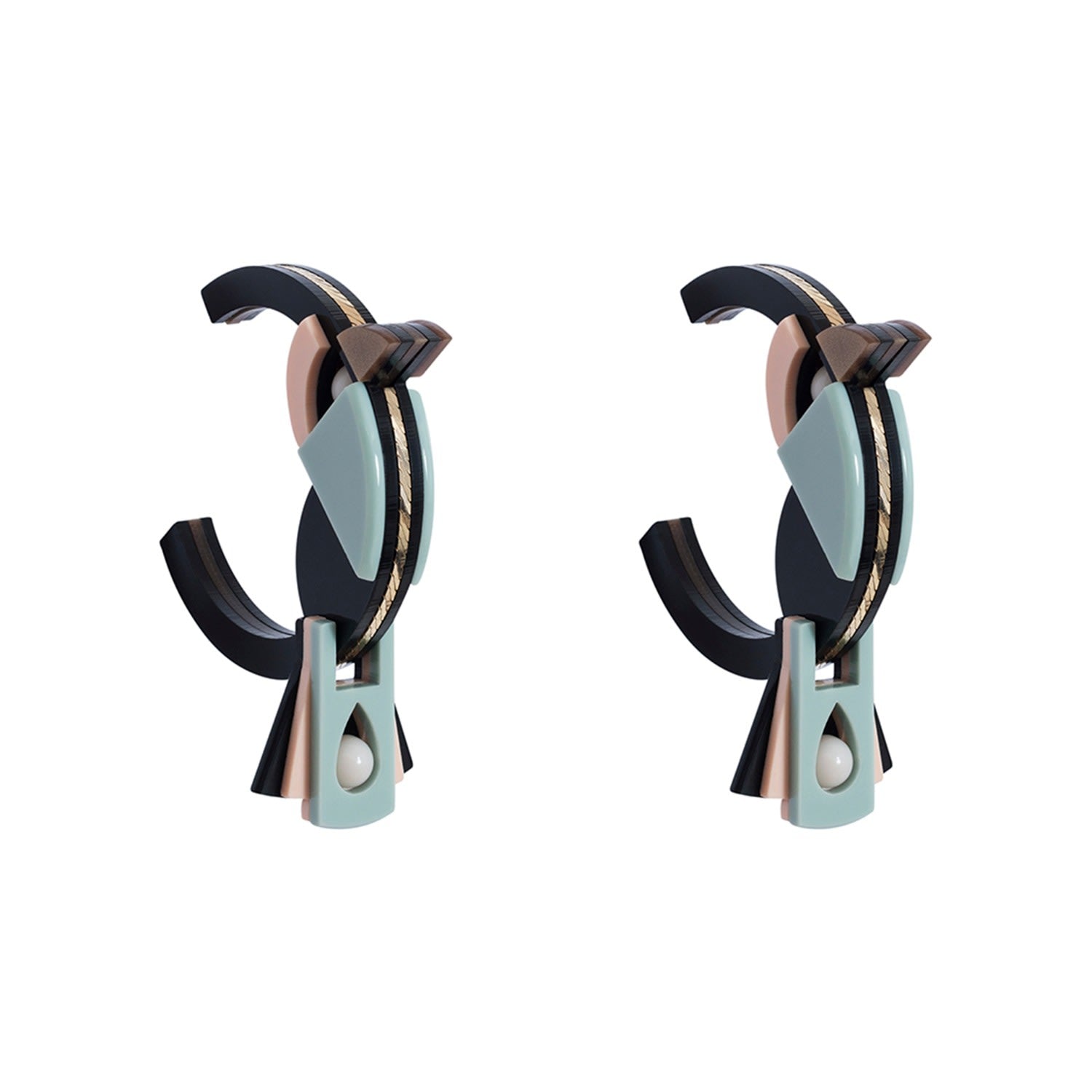 Handmade Acrylic Earrings Hoops Birds Pale Green