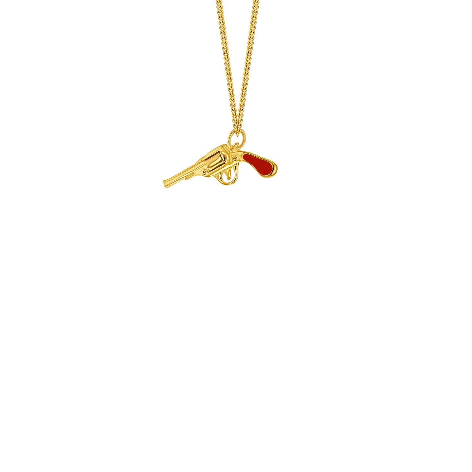 Red Enamel & 18Kt Gold Plated Retro Pistol Charm On Gold Hoop