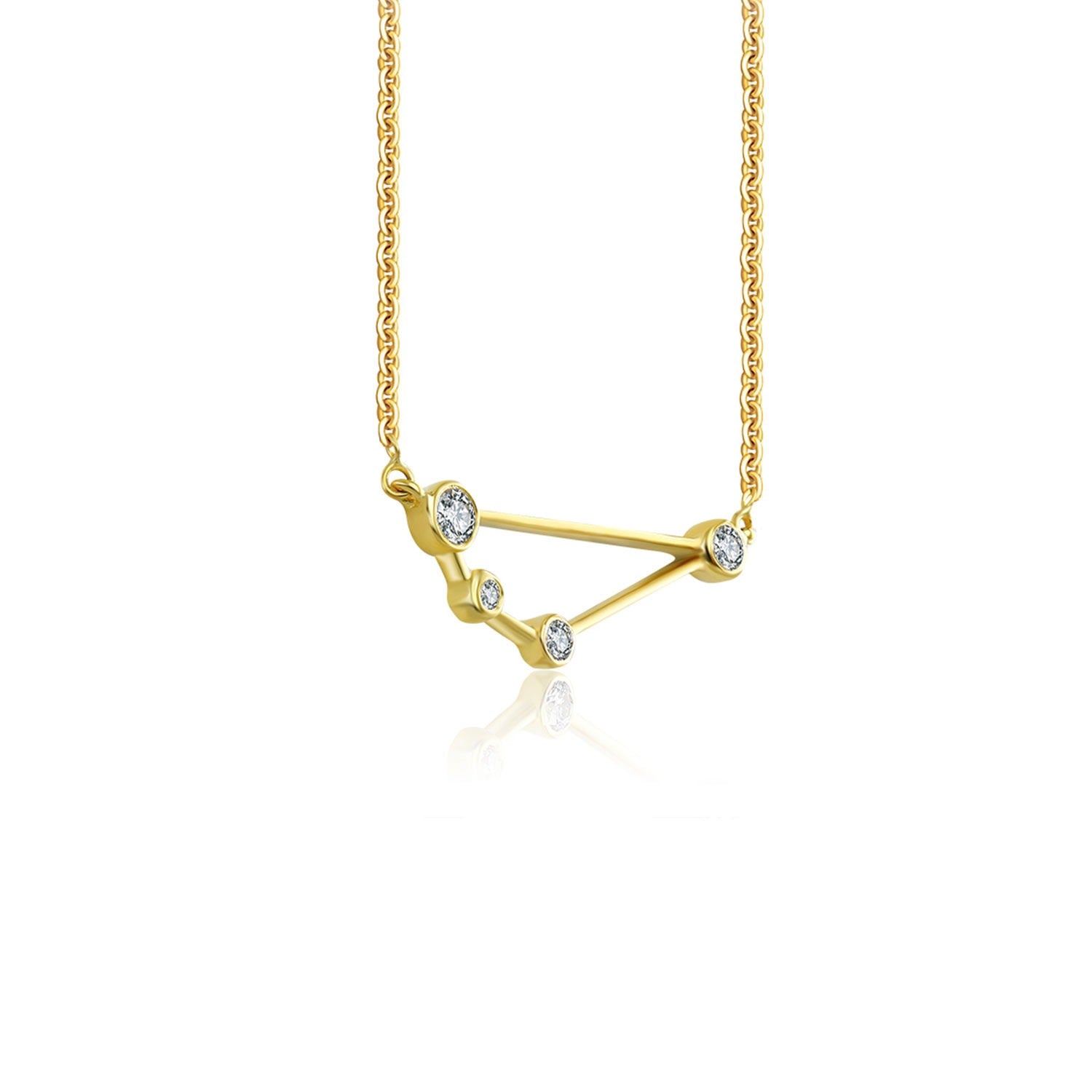 Capricorn Zodiac Constellation Necklace 18K Yellow Gold & Diamond
