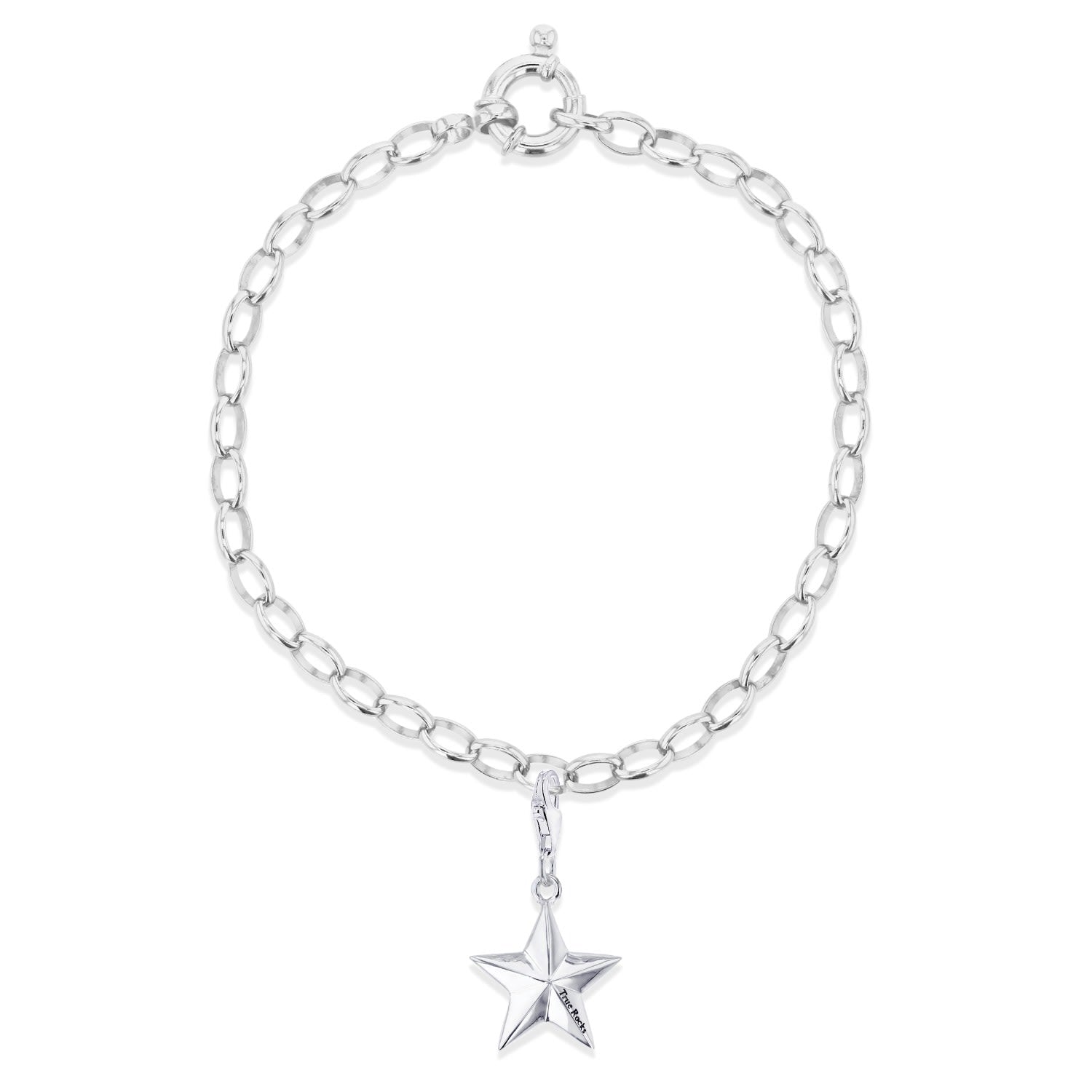 Mini Star Charm Belcher Bracelet Sterling Silver