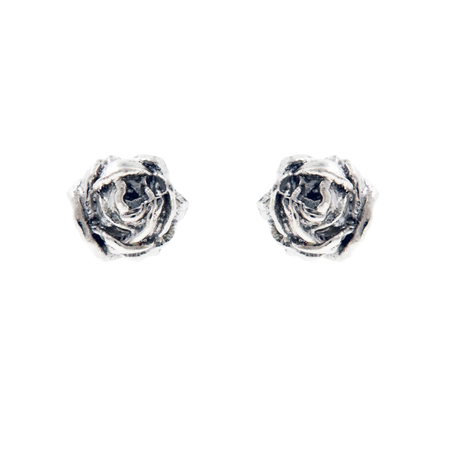 Tiny Rose Stud Earrings Silver