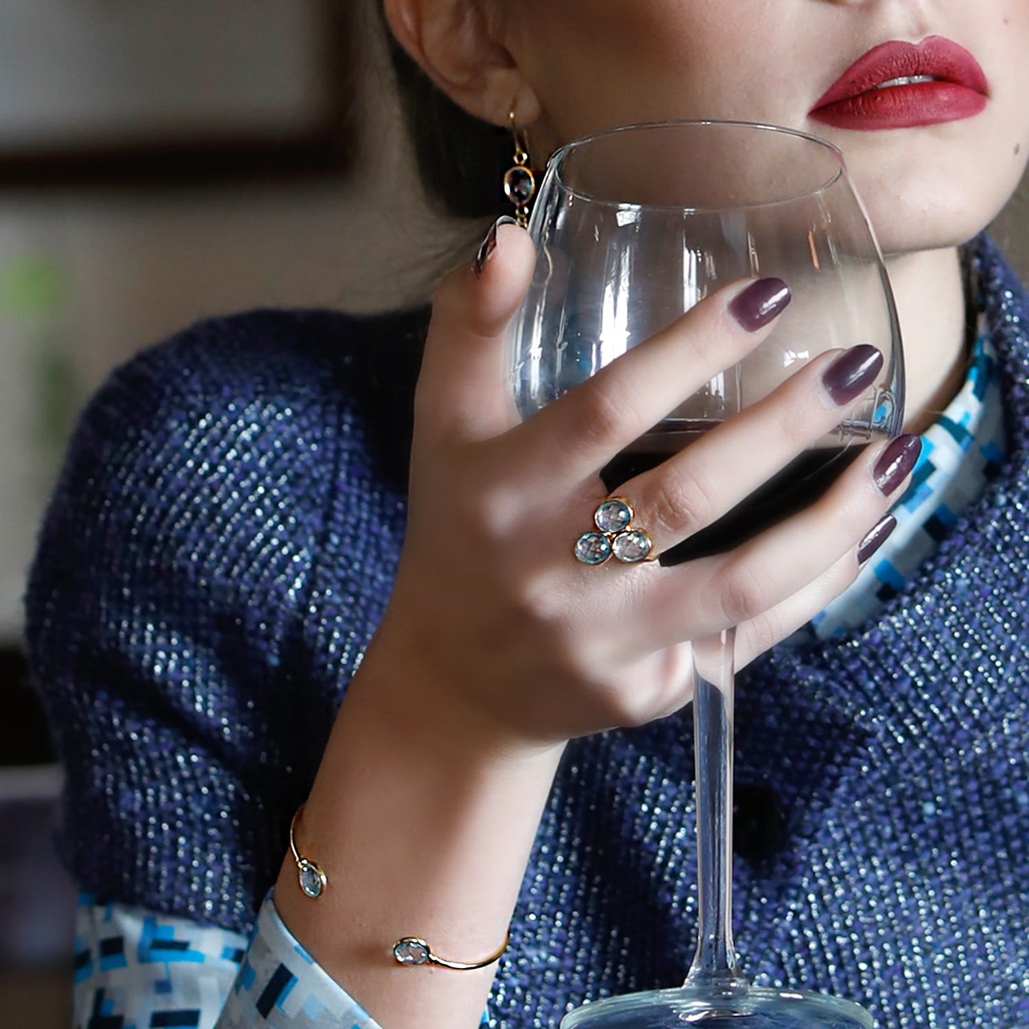 Positano Sky Blue Topaz Gold Ring