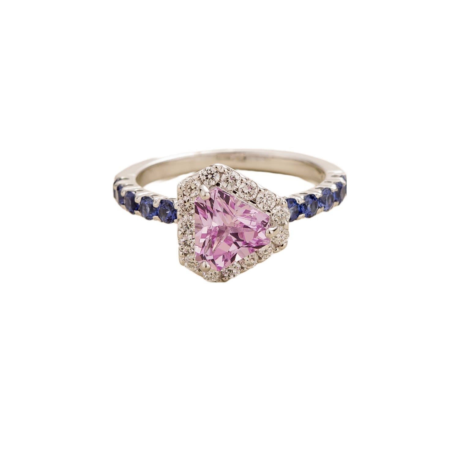 Diana Ring In Pink Sapphire, Diamond & Blue Sapphire