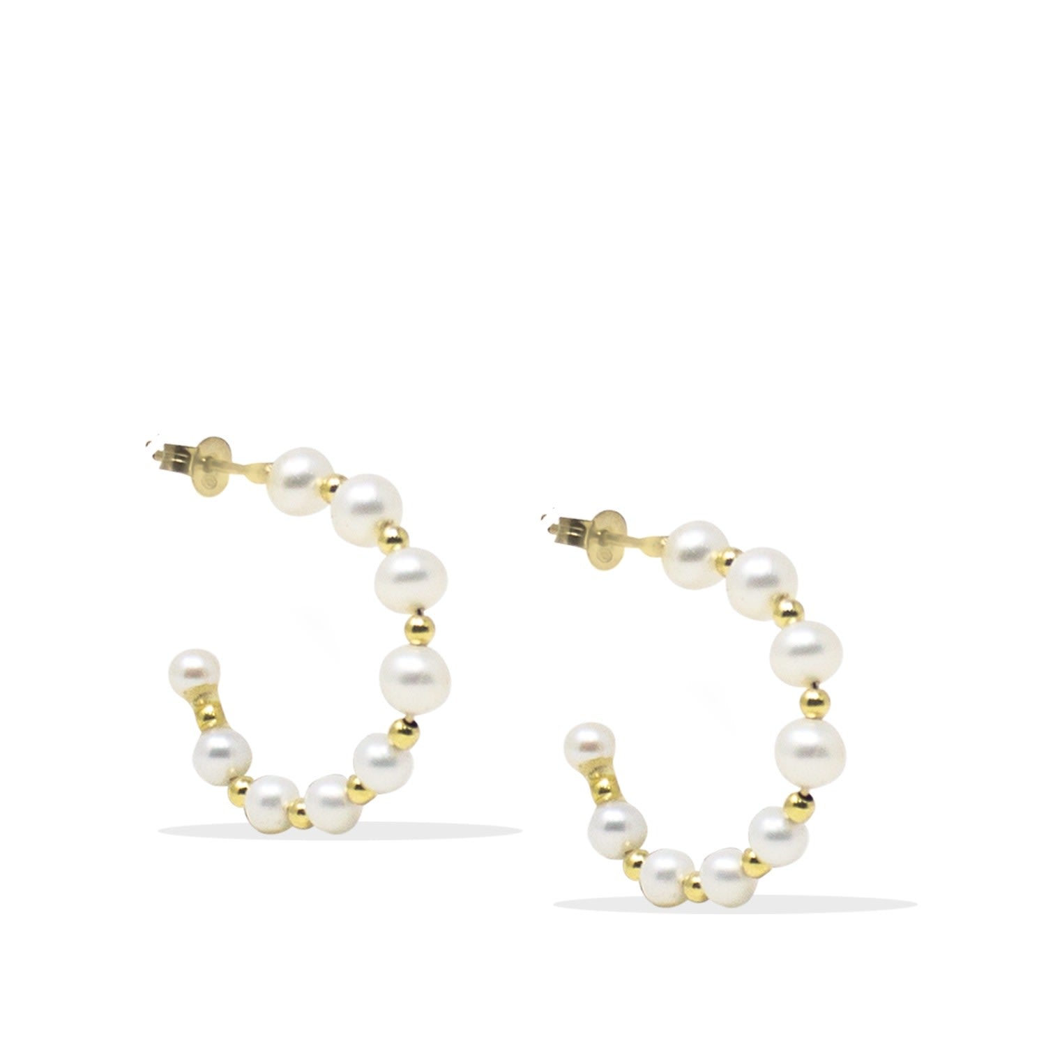 Victoria White Pearl Hoop Earrings