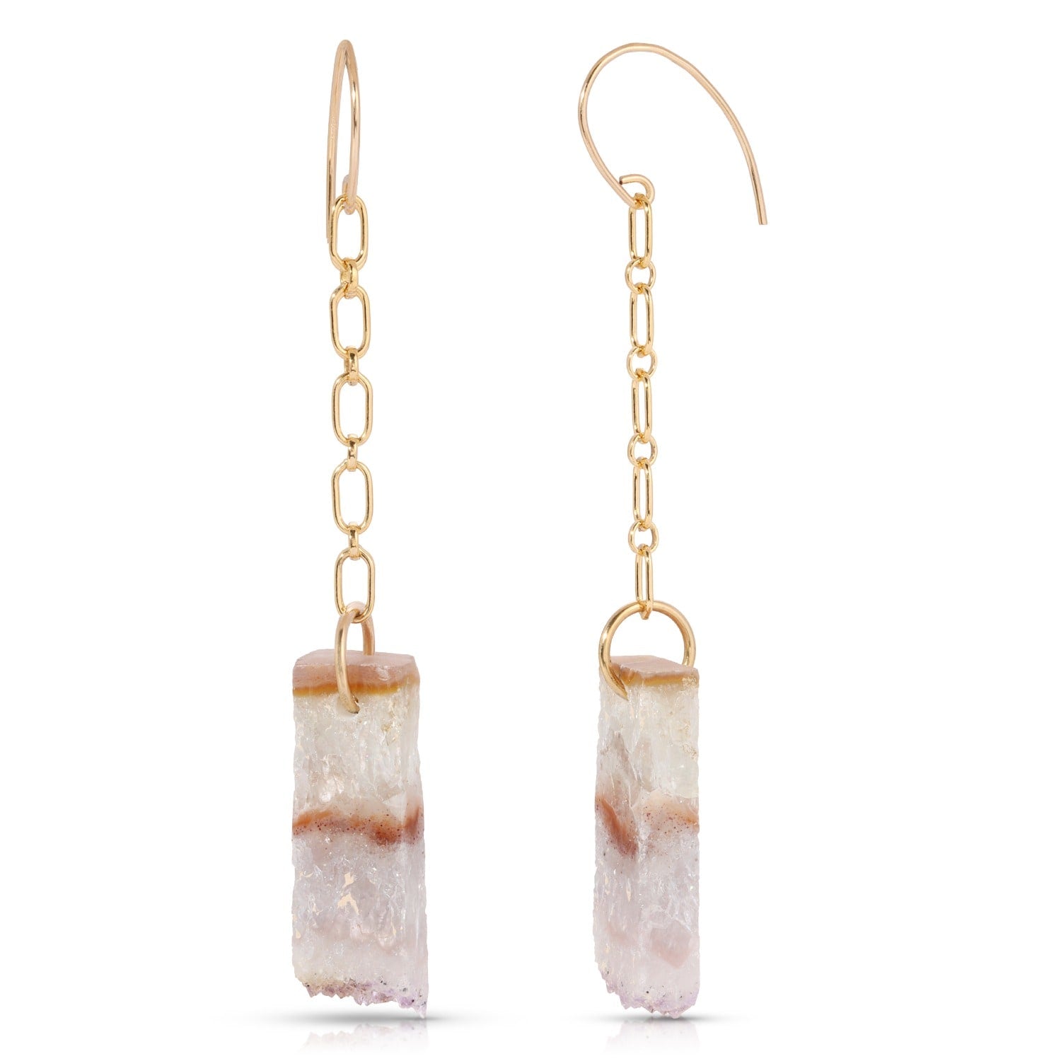 Bohemian Amethyst Slice Earrings - Gold-Filled