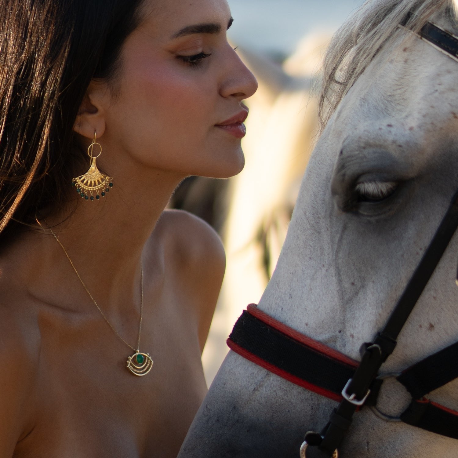 Bohemian Style Jade Sunburst Dangle Earrings - Green