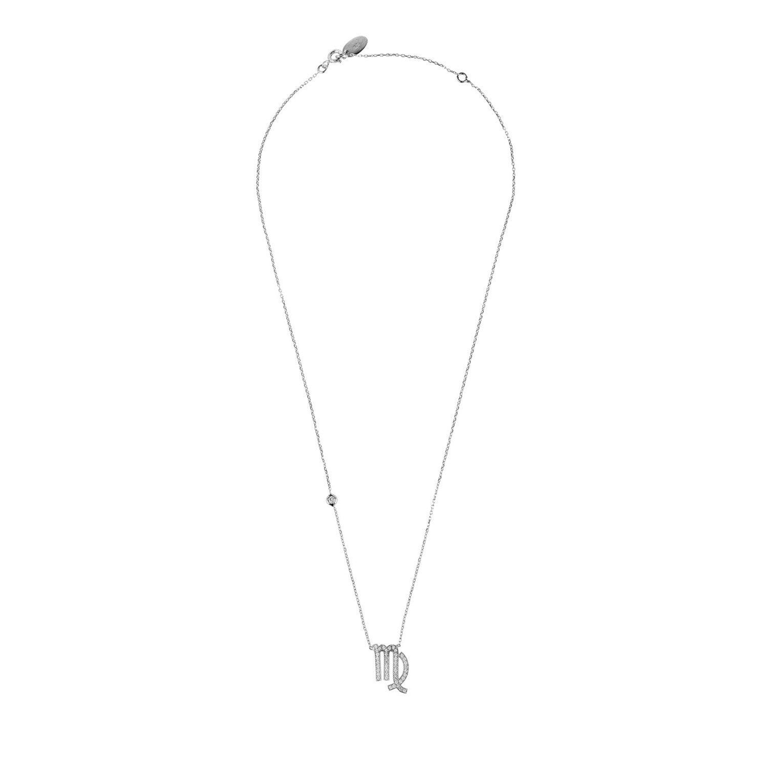 Zodiac Star Sign Pendant Necklace Silver Virgo