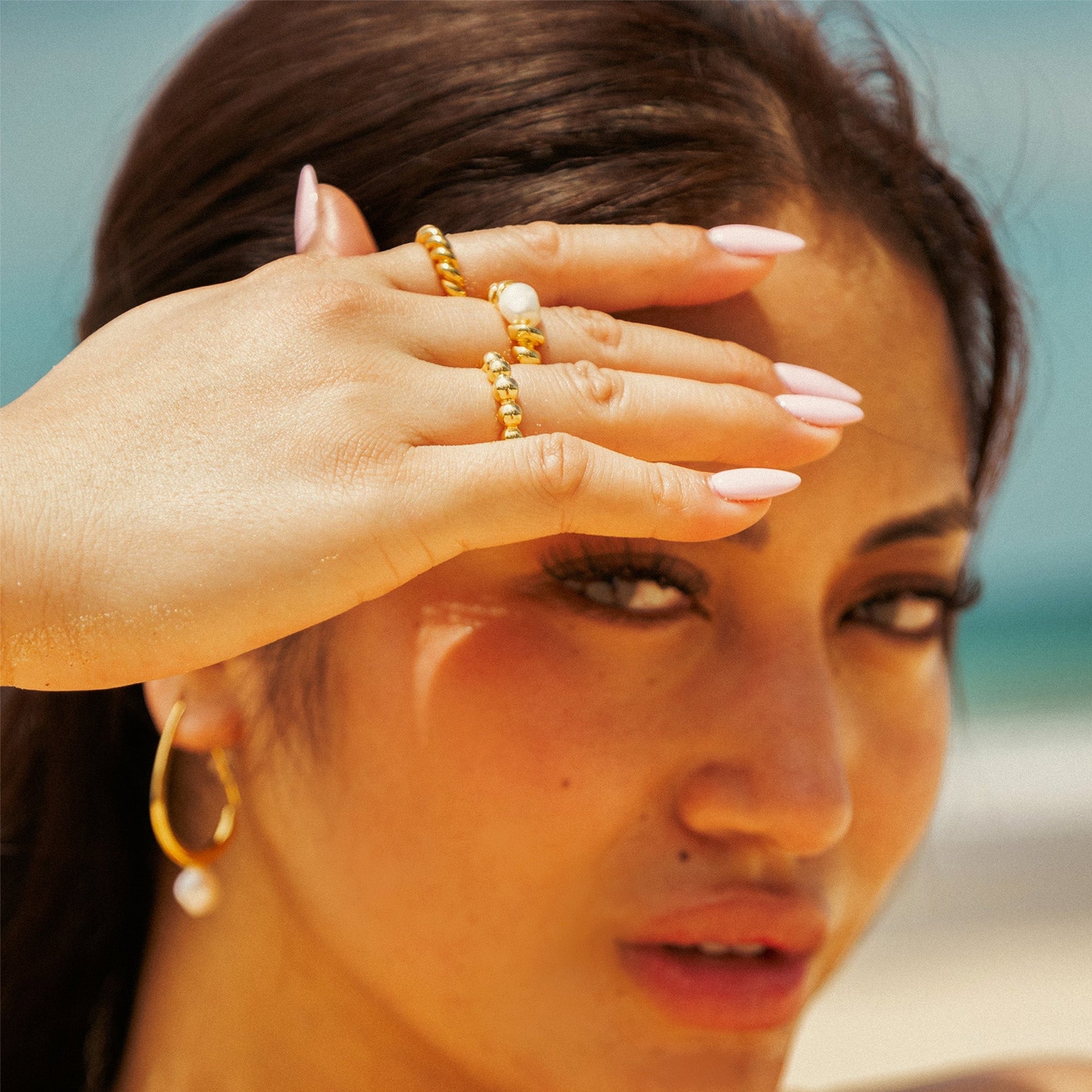 Adjustable Bold Spheres Ring Gold