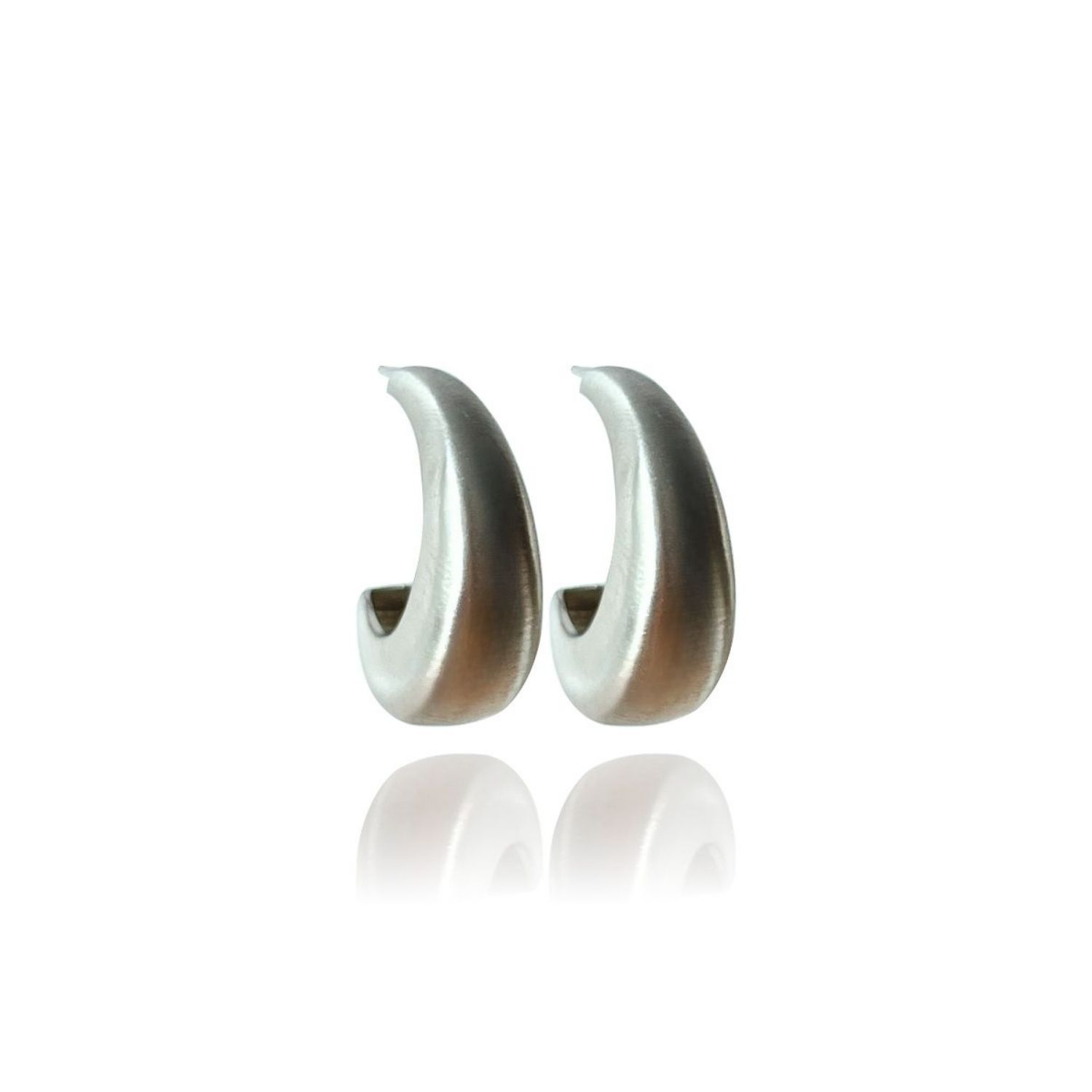 Bony Domed Hoop Silver Earrings