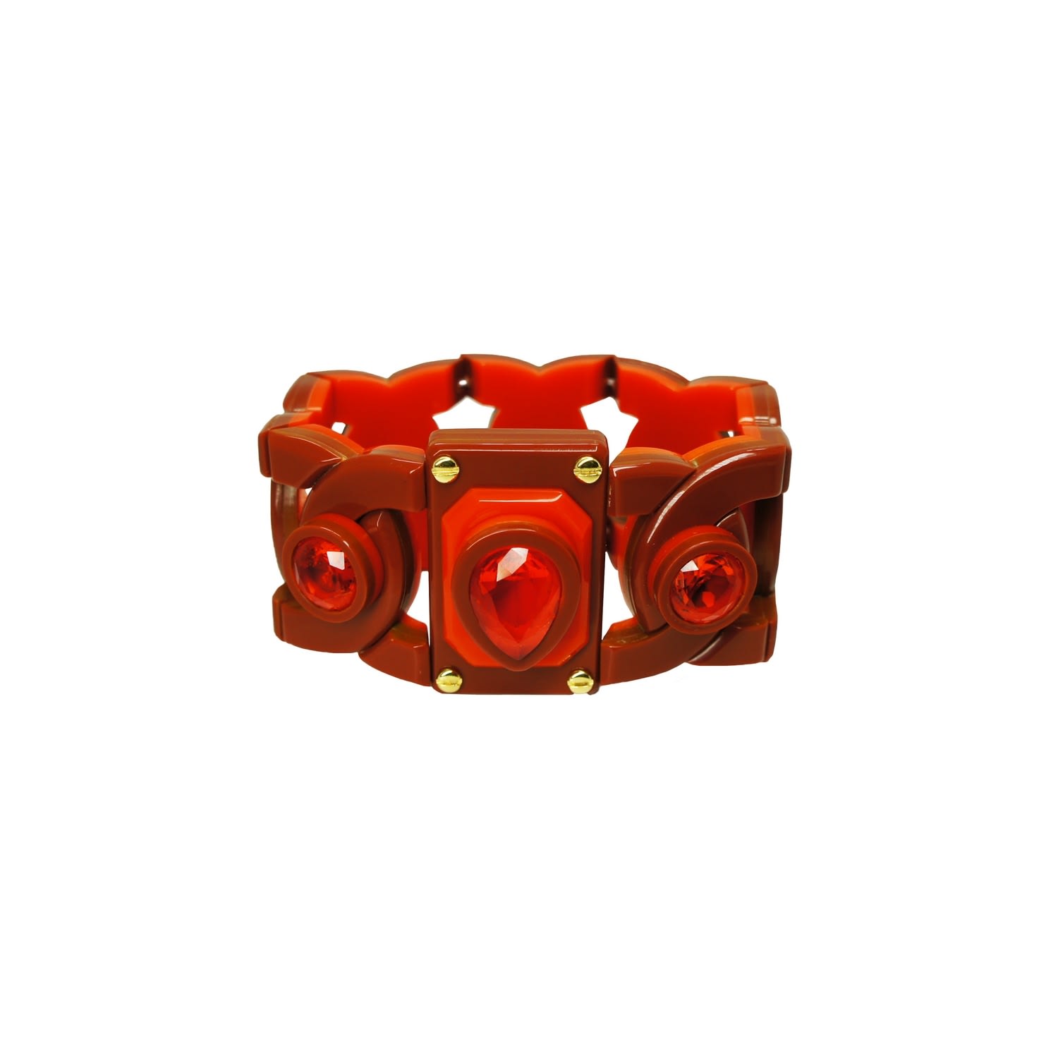 Handmade Acrylic Bracelet Links And Stones Cinnamon