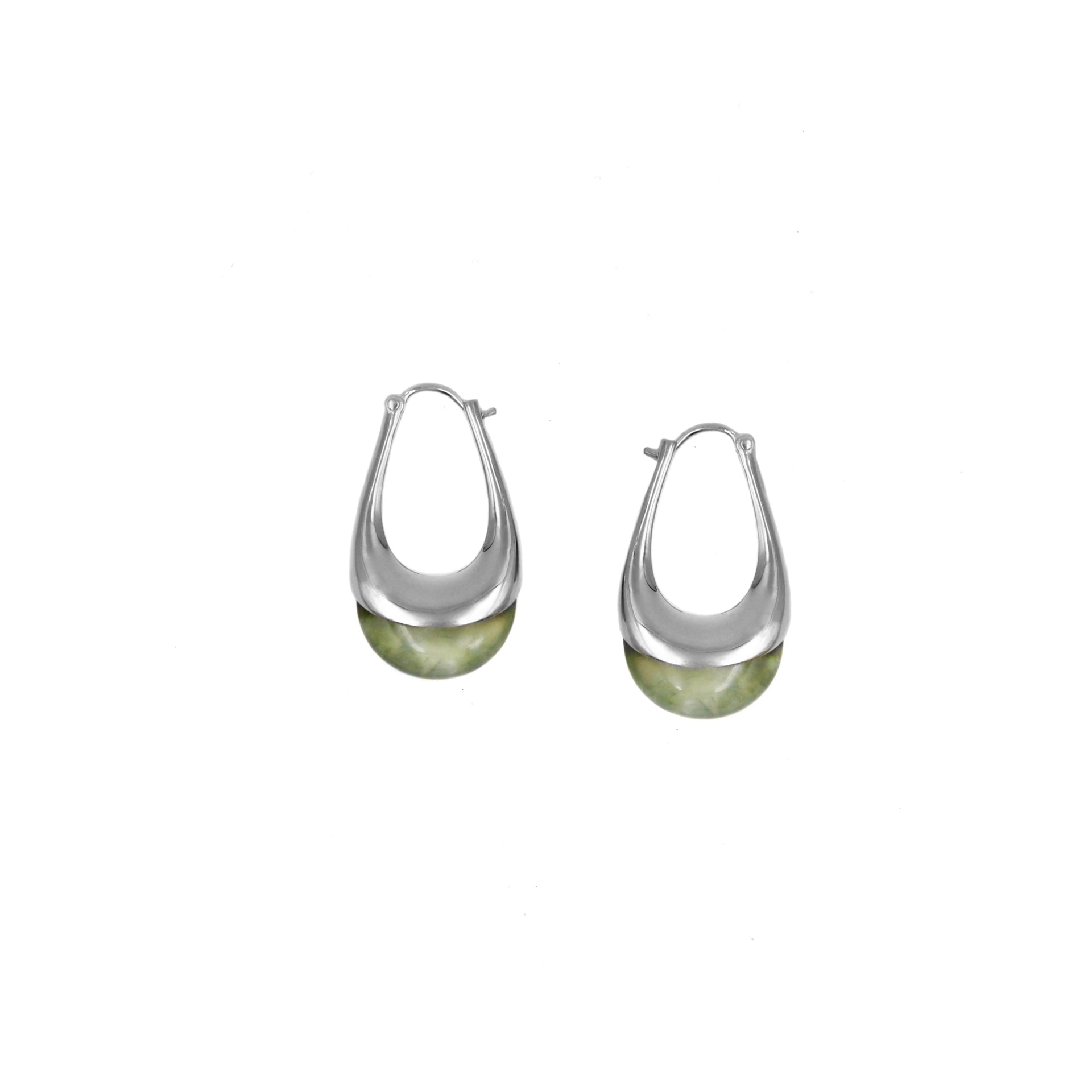 Small Silver Prehnite Earrings