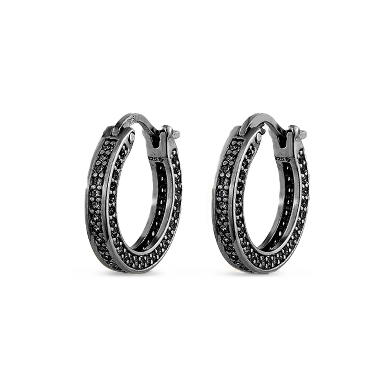 Boundless Earrings With Man Made Cz Diamond Stimulant In Sterling Silver & Premium Black Rhodium