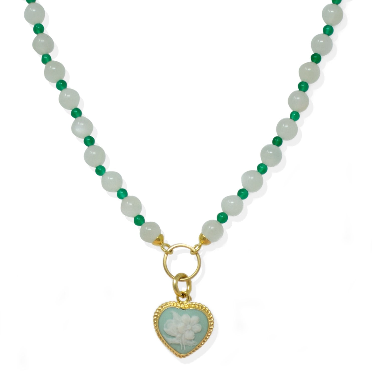 Bouquet Green Cameo Necklace