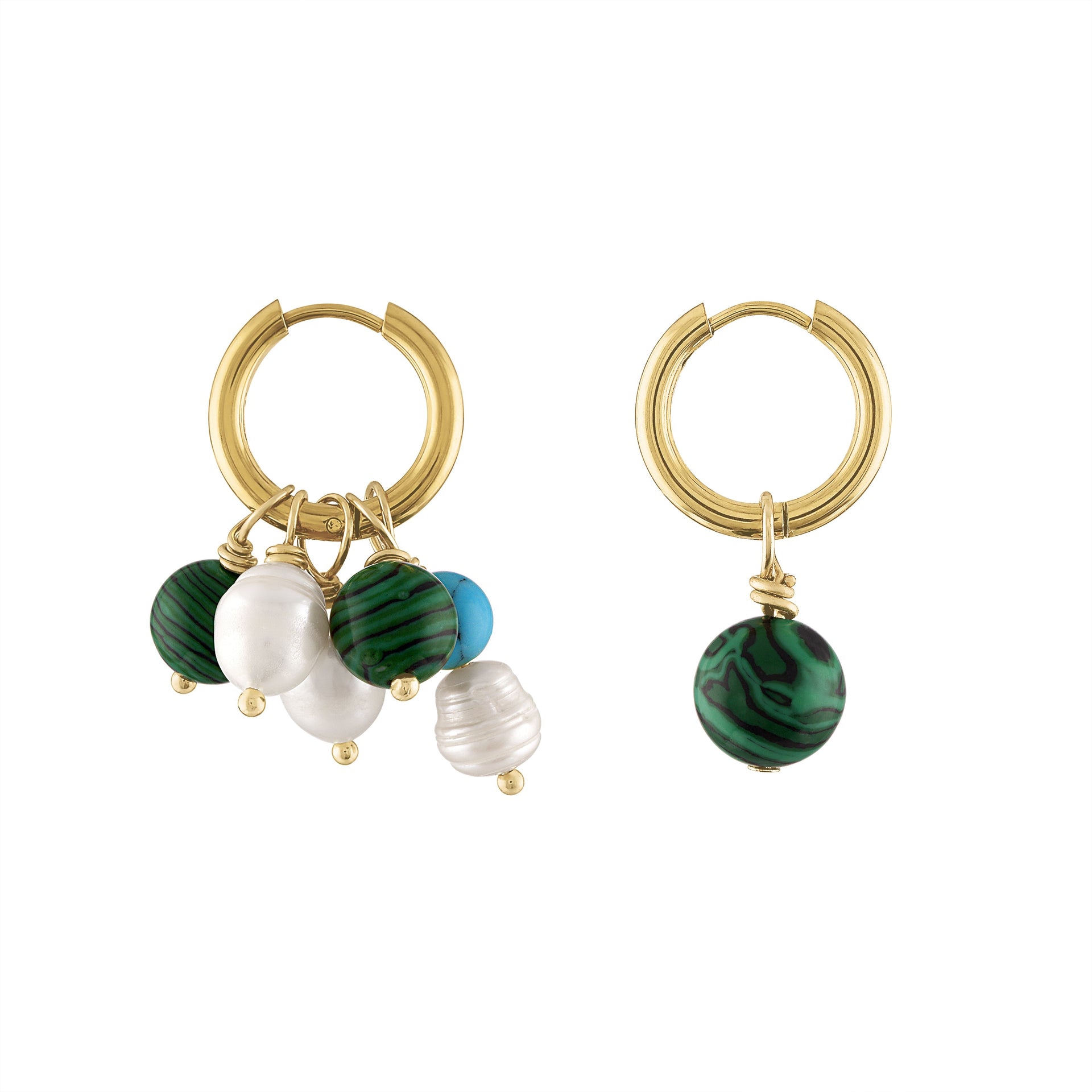 Tyra Stone Charm Gold Hoop Earrings