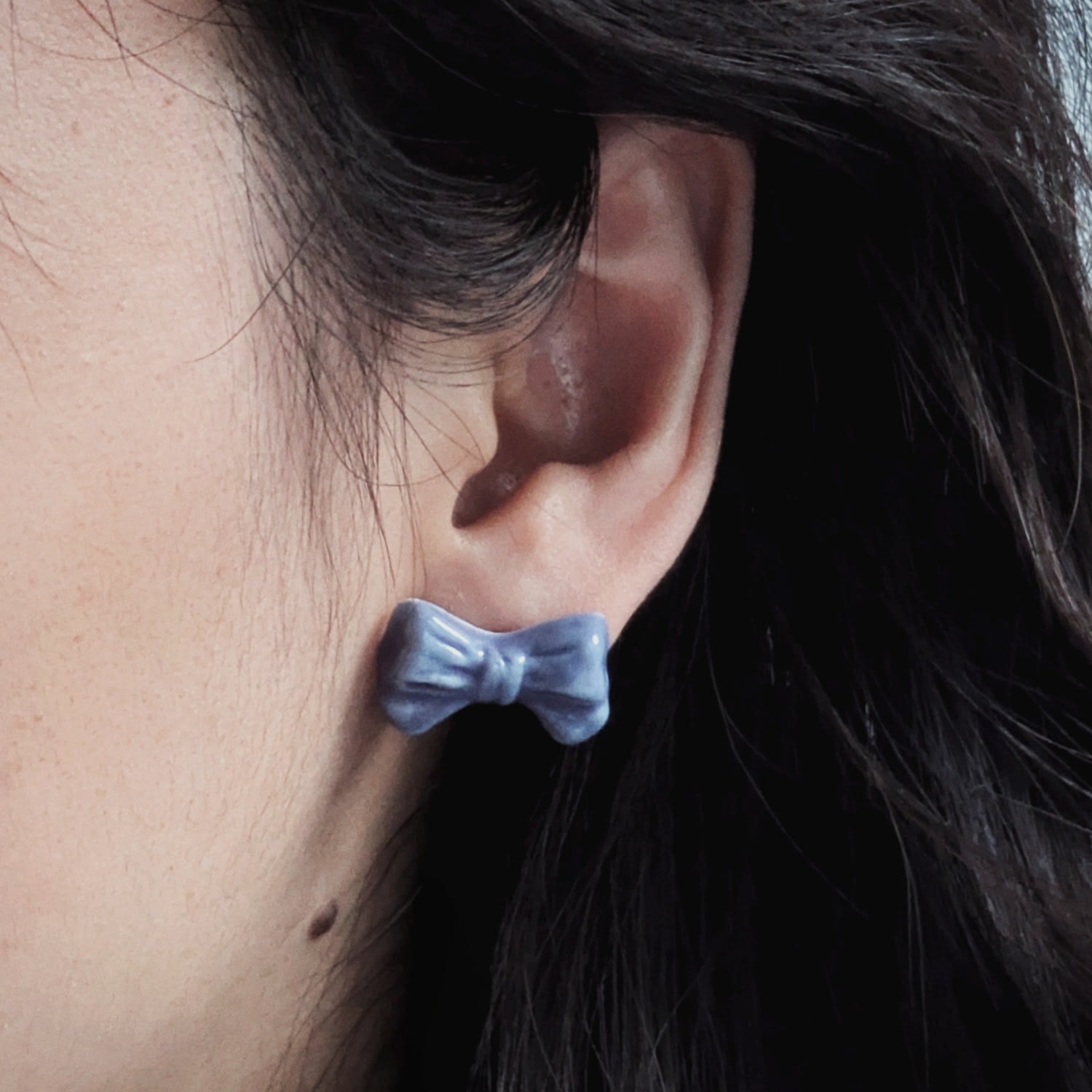 Bowtie Maniac Mini Bowtie Earrings Purple Blue