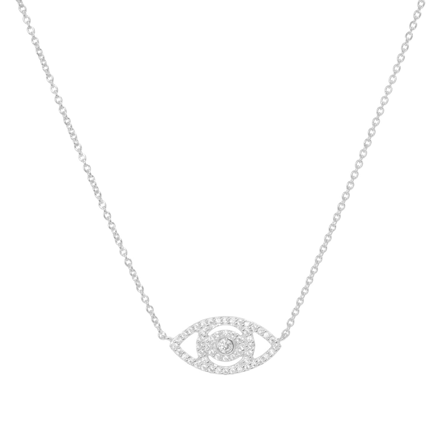Evil Eye Crystal Necklace Silver