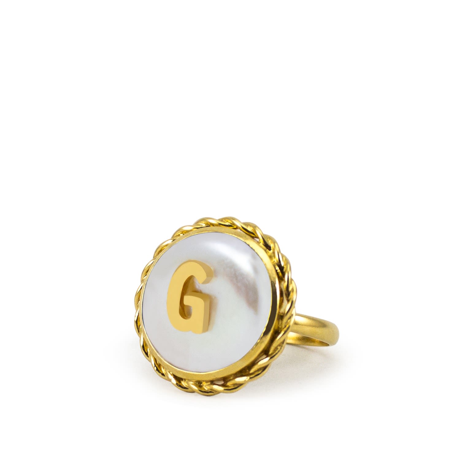 Moonglow Gold-Plated Initial G Pearl Ring