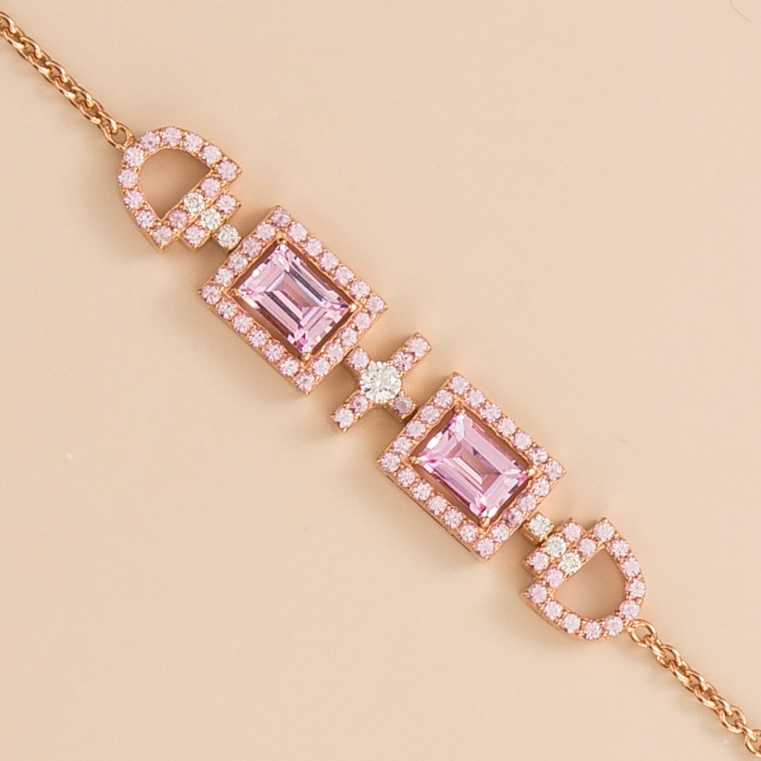 Ciceris Rose Gold Bracelet Pink Sapphire & Diamond