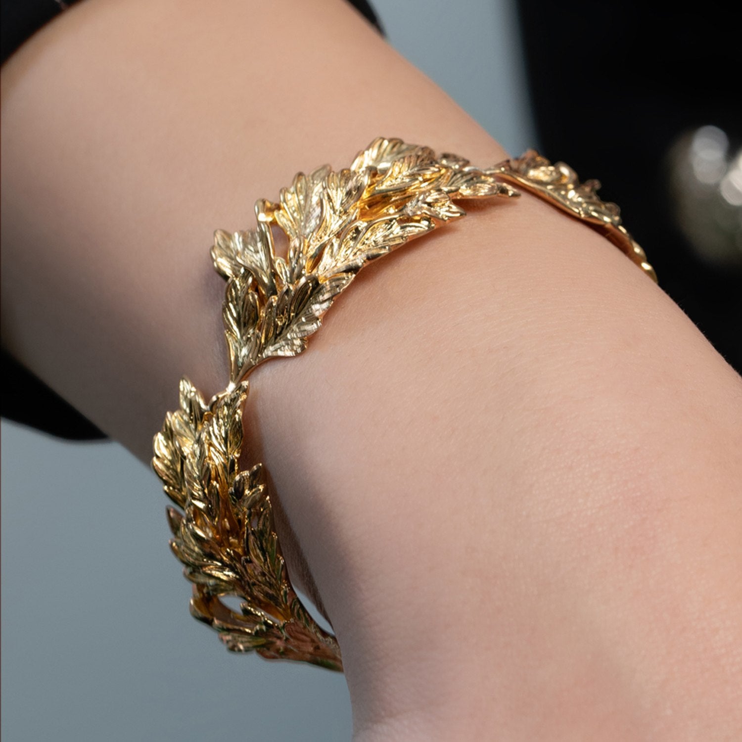 Gold Vermeil Leaf Bracelet In Sterling Silver – Handcrafted In Italy Amazonia Botanical Cuff