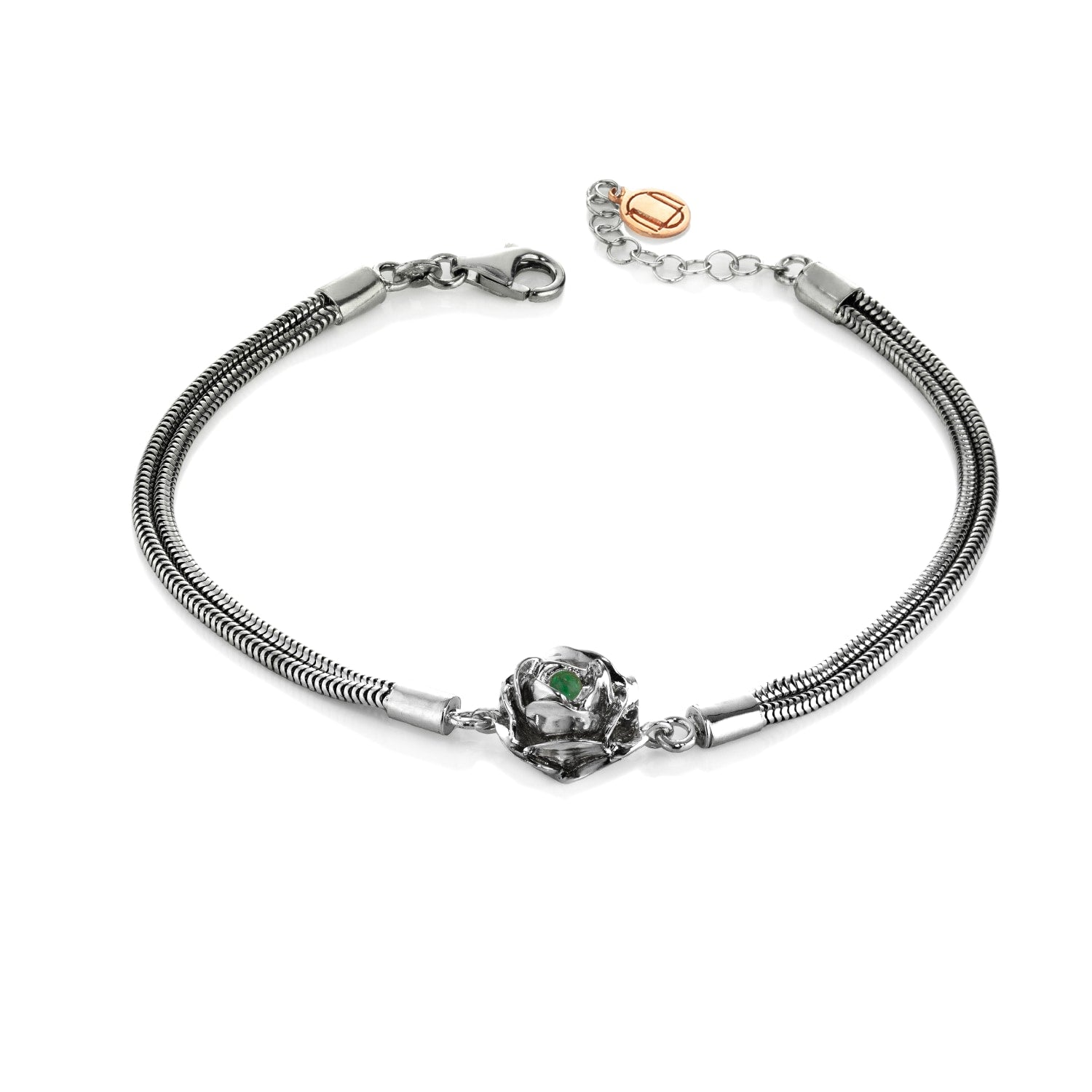 Bracelet Blackstar Sterling Silver With Natural Emerald