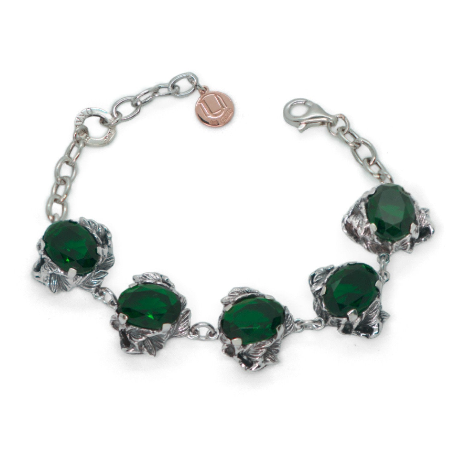 Bracelet Coleus Ovalis Silver With Green Zirconia