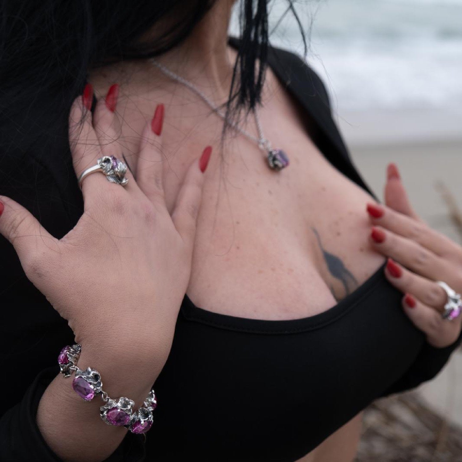 Bracelet Coleus Ovalis Silver With Pink Zirconia