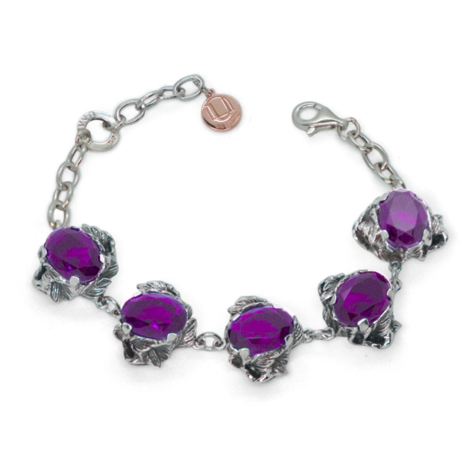 Bracelet Coleus Ovalis Silver With Violet Zirconia