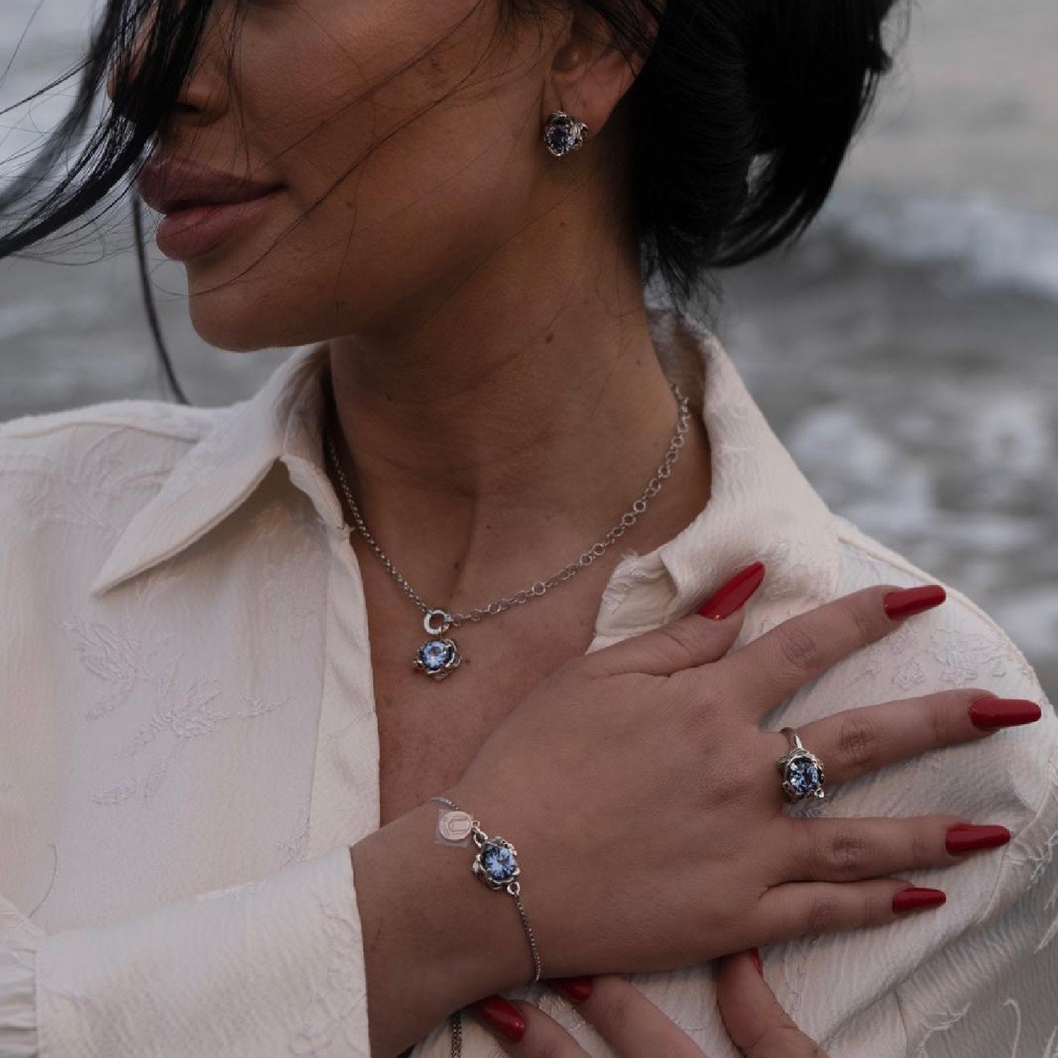 Bracelet Coleus Silver With Red Zirconia