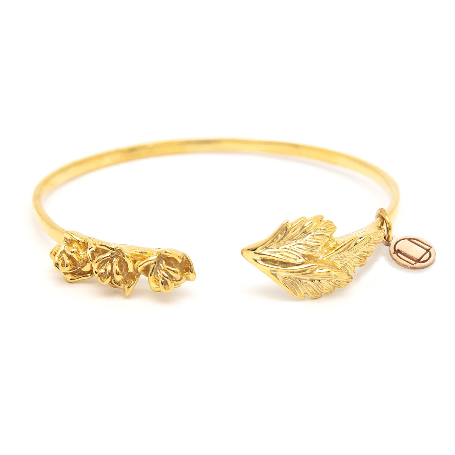 Floral Bracelet With Sterling Silver Roses & Gold-Plated Leaves