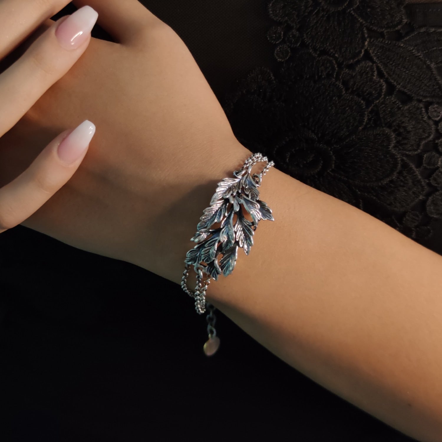 Bracelet Leaf Sterling Silver Adjustable