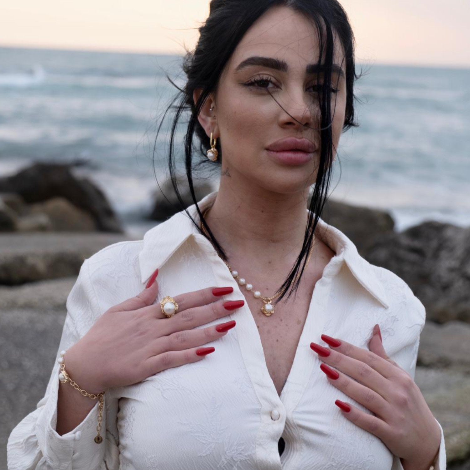 Lumina Necklace Gold-Plated With Pearl