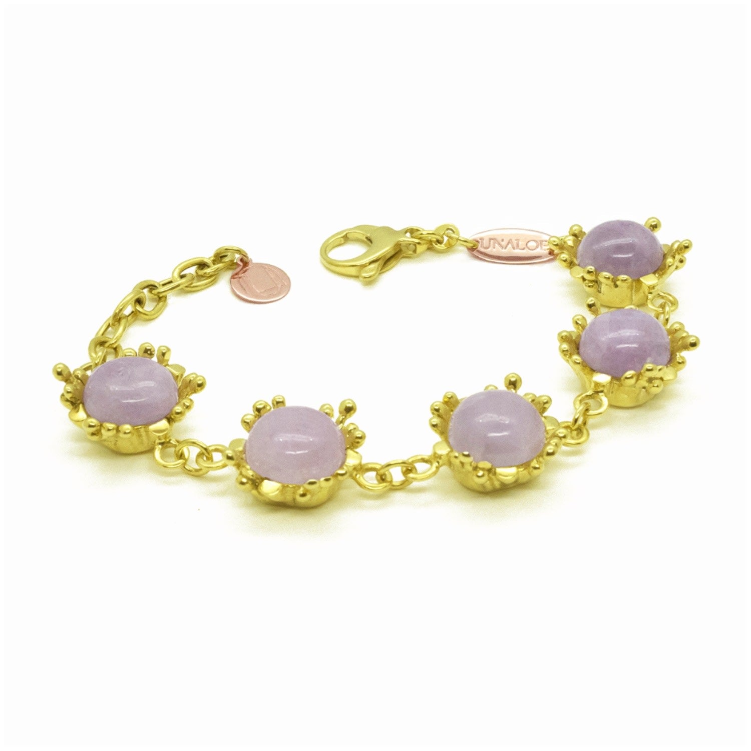 Bracelet Ribes Gold Plated With Natural Kunzinite