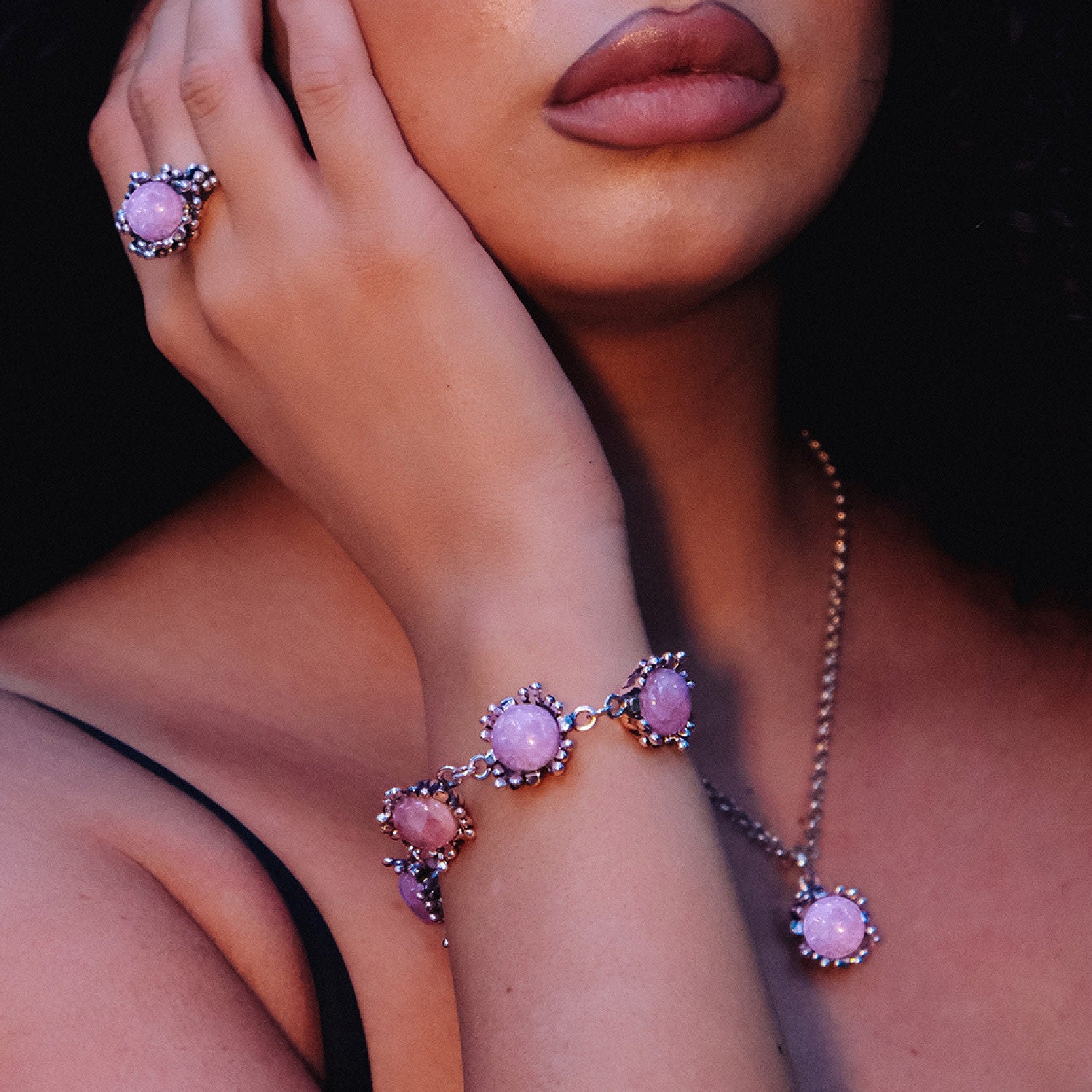 Bracelet Ribes Sterling Silver With Natural Kunzinite