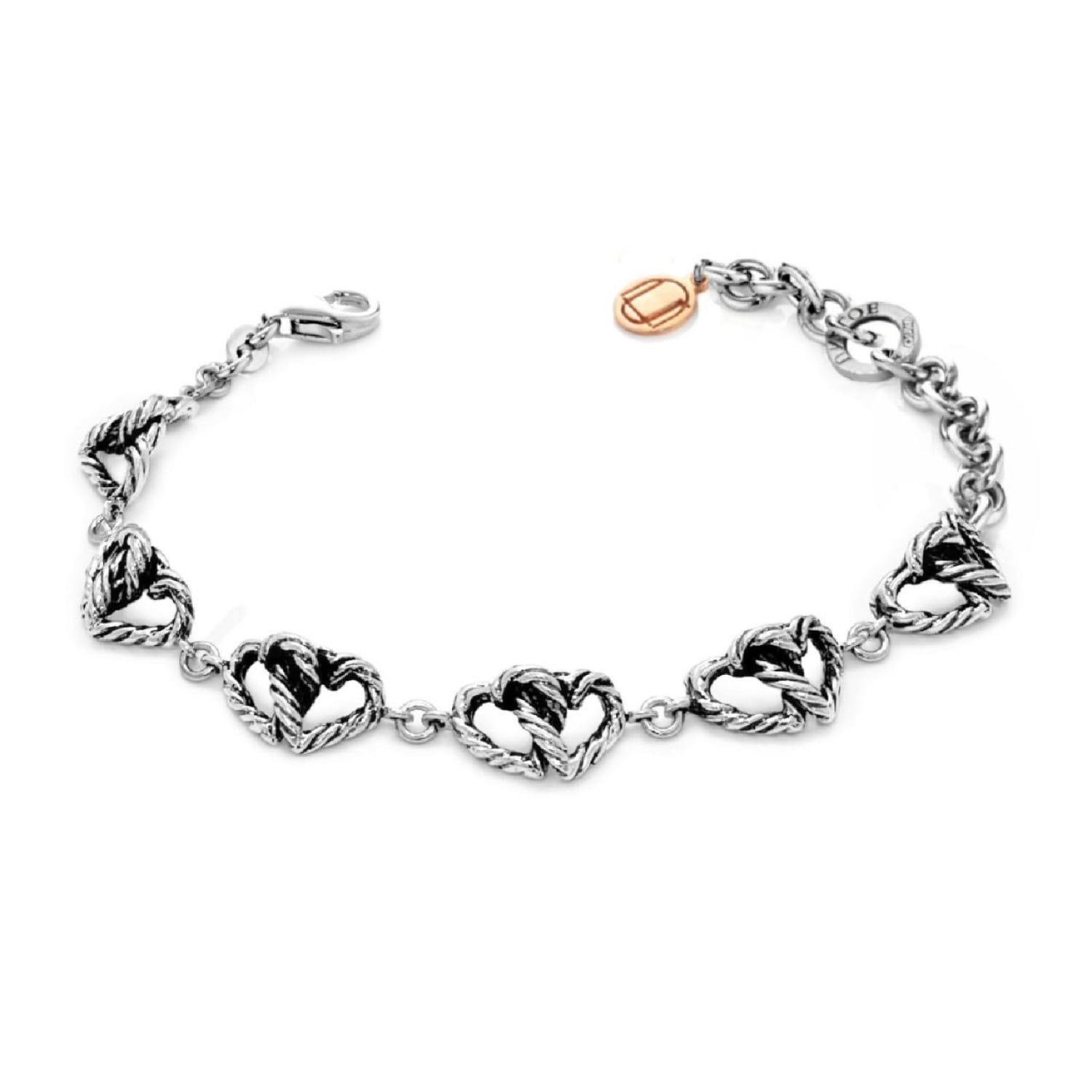 Bracelet With Six Intertwined Hearts In Sterling Silver